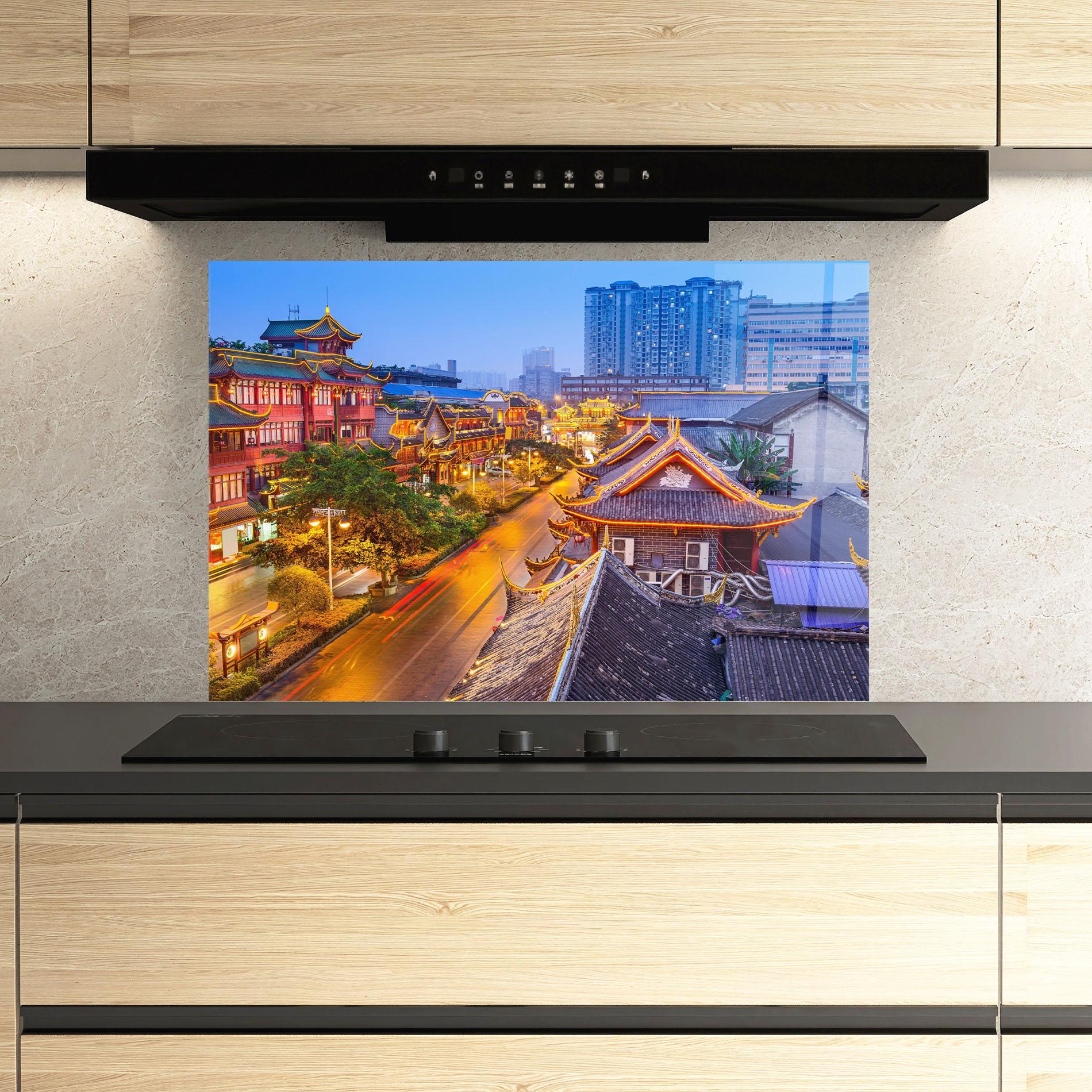 Стъклен панел за кухня Chengdu China mockup 3