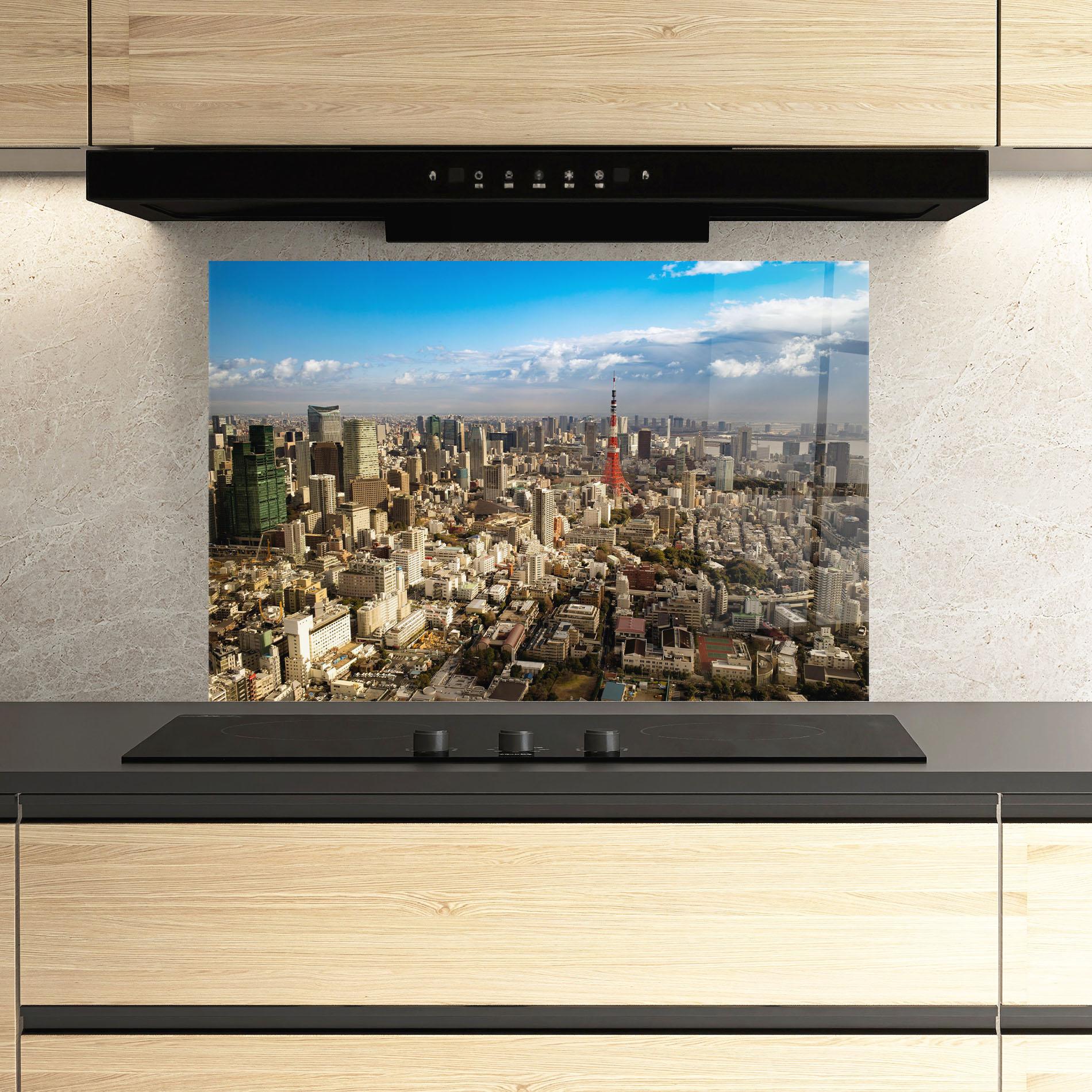 Стъклен панел за кухня Tokyo Tower mockup 3