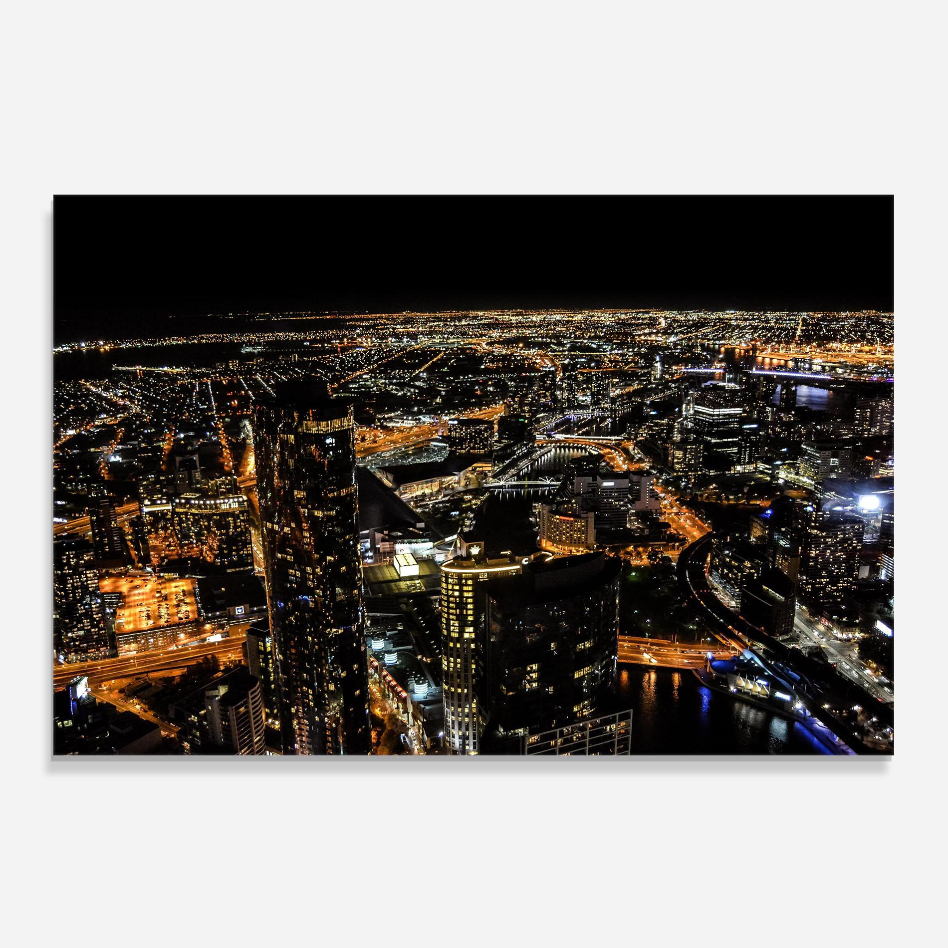 Стъклен панел за кухня Black City Light mockup 0