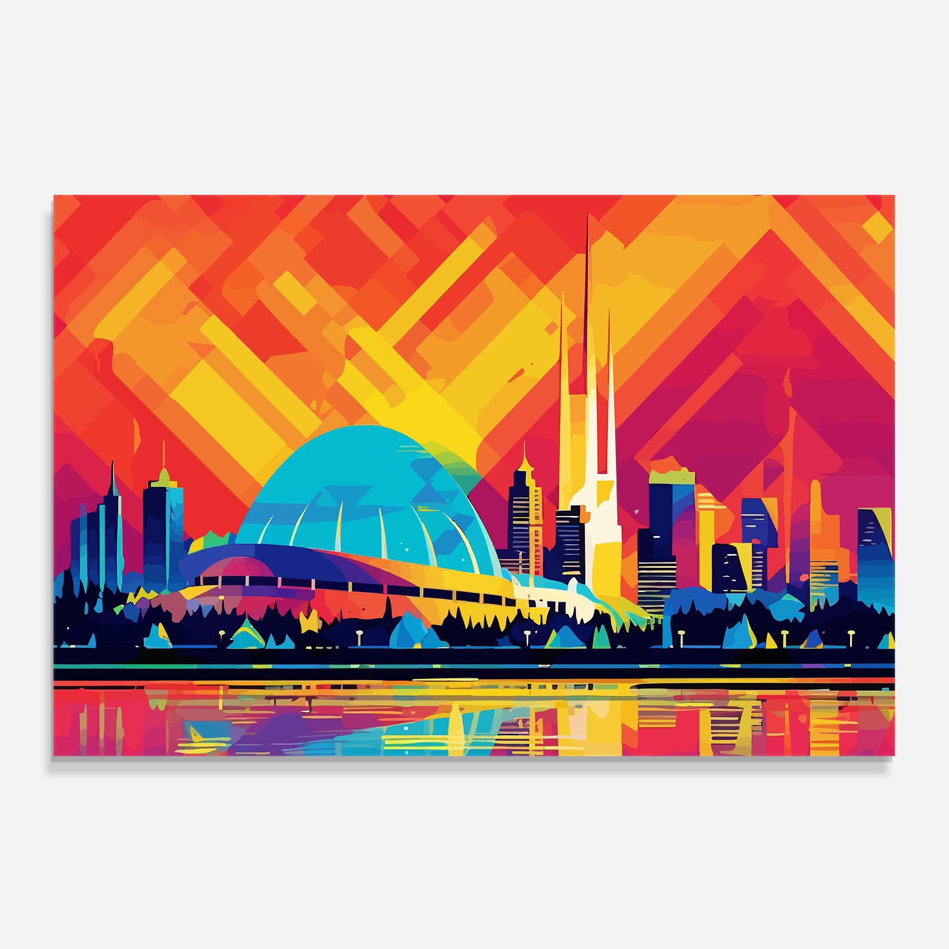 Стъклен панел за кухня Blue Olympic Stadium mockup 0