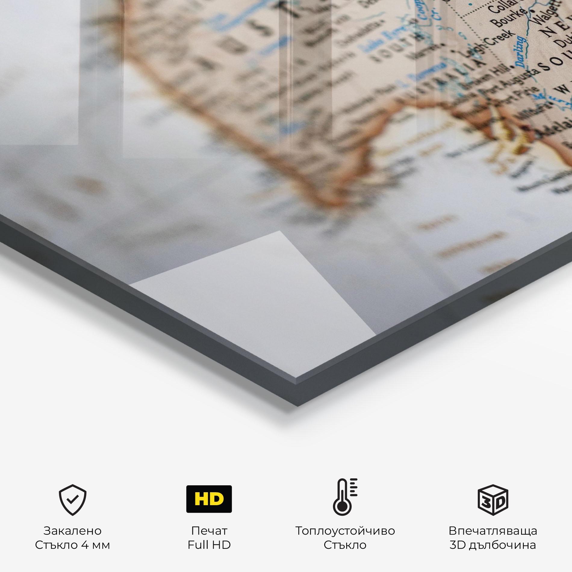Стъклен панел за кухня Australia Map mockup 2