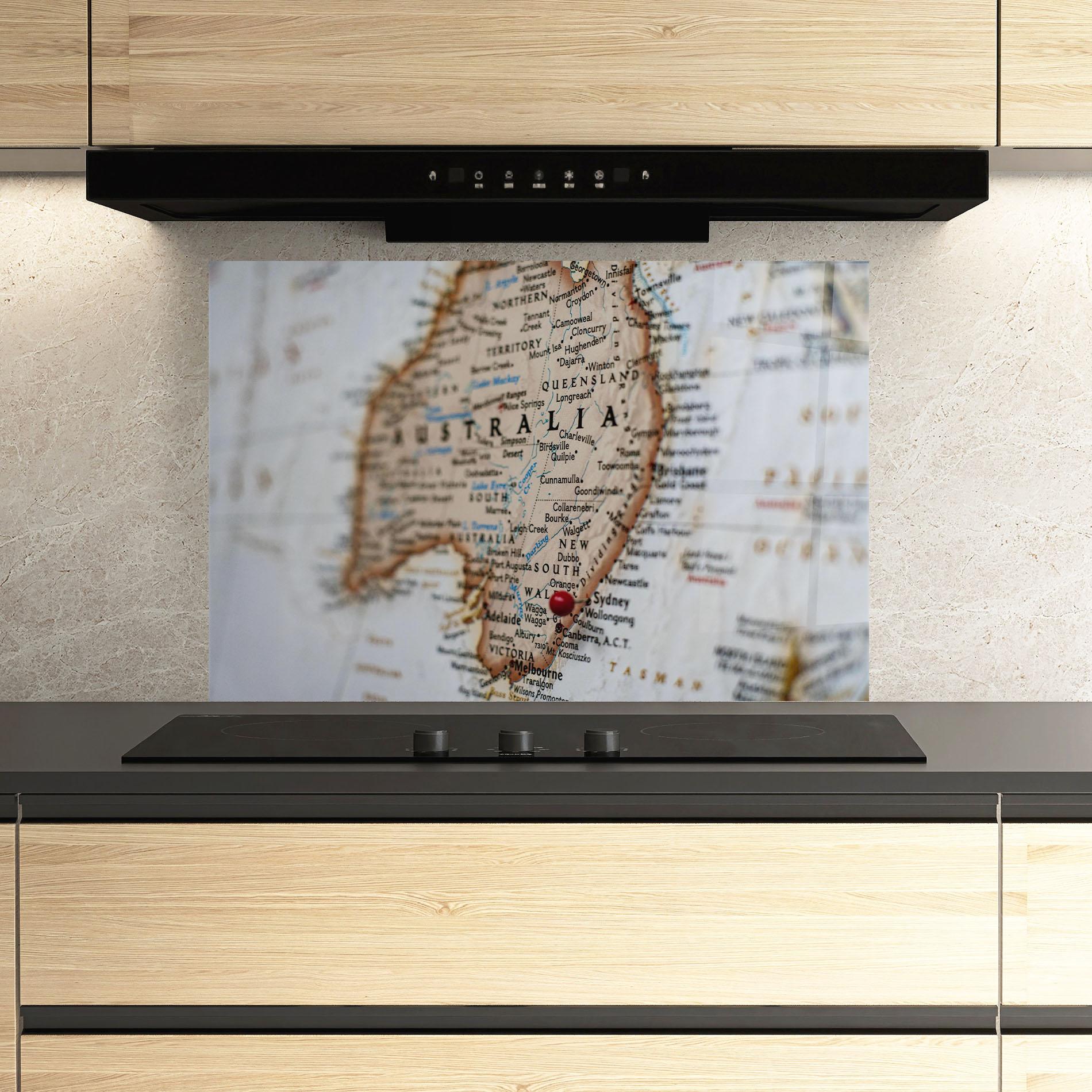 Стъклен панел за кухня Australia Map mockup 3