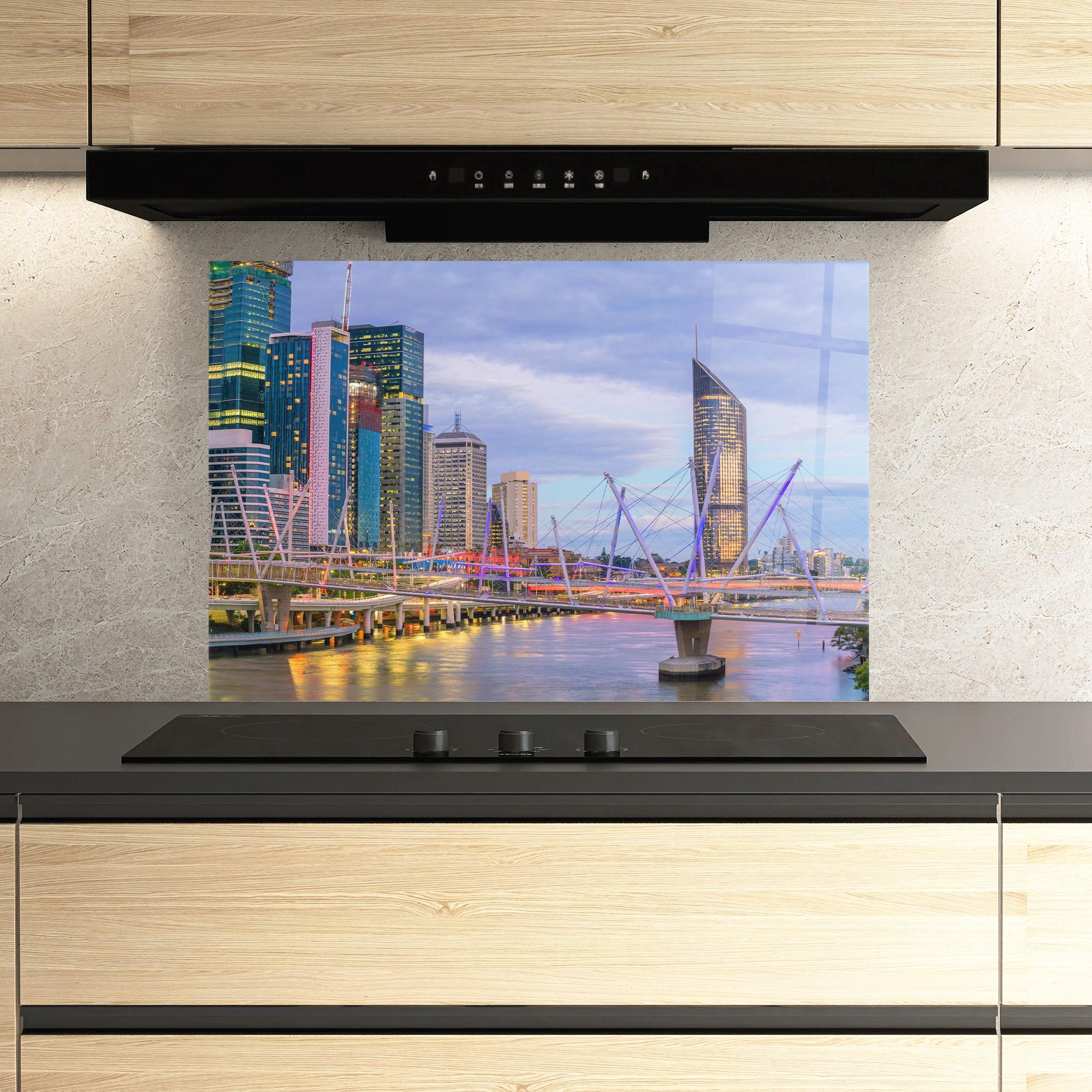 Стъклен панел за кухня Brisbane River Australia mockup 3