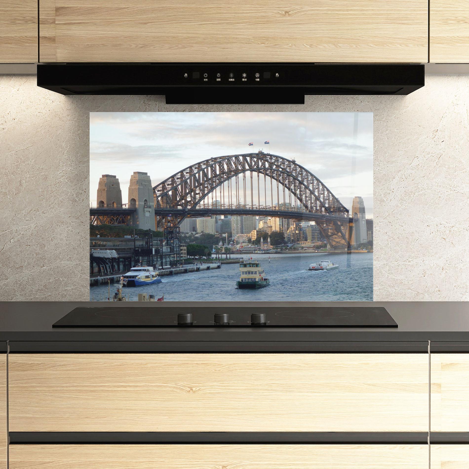 Стъклен панел за кухня Harbour Bridge View mockup 3