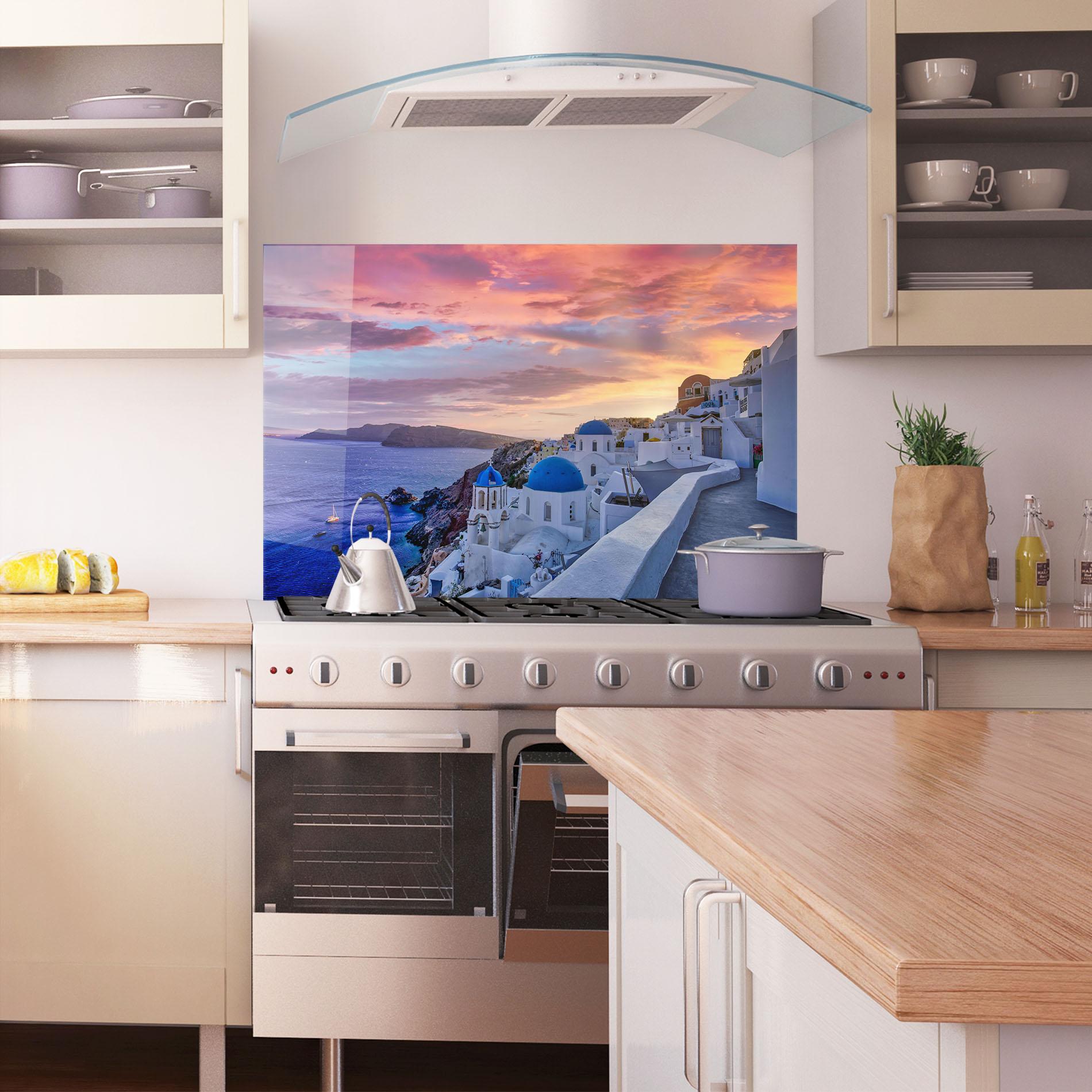 Стъклен панел за кухня Santorini View mockup 1