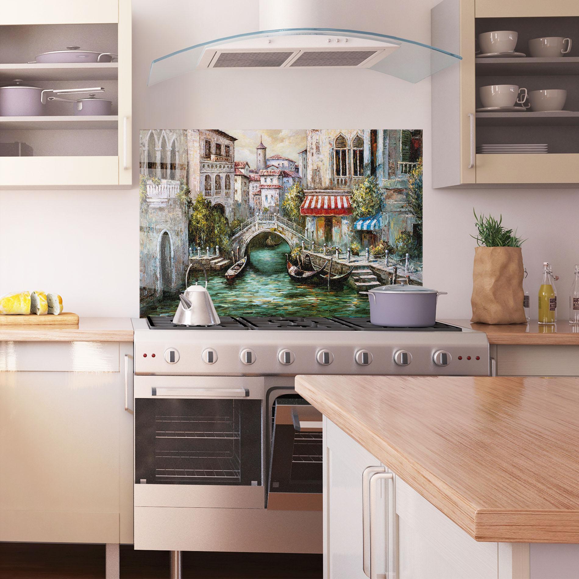 Стъклен панел за кухня Venice Colors mockup 1