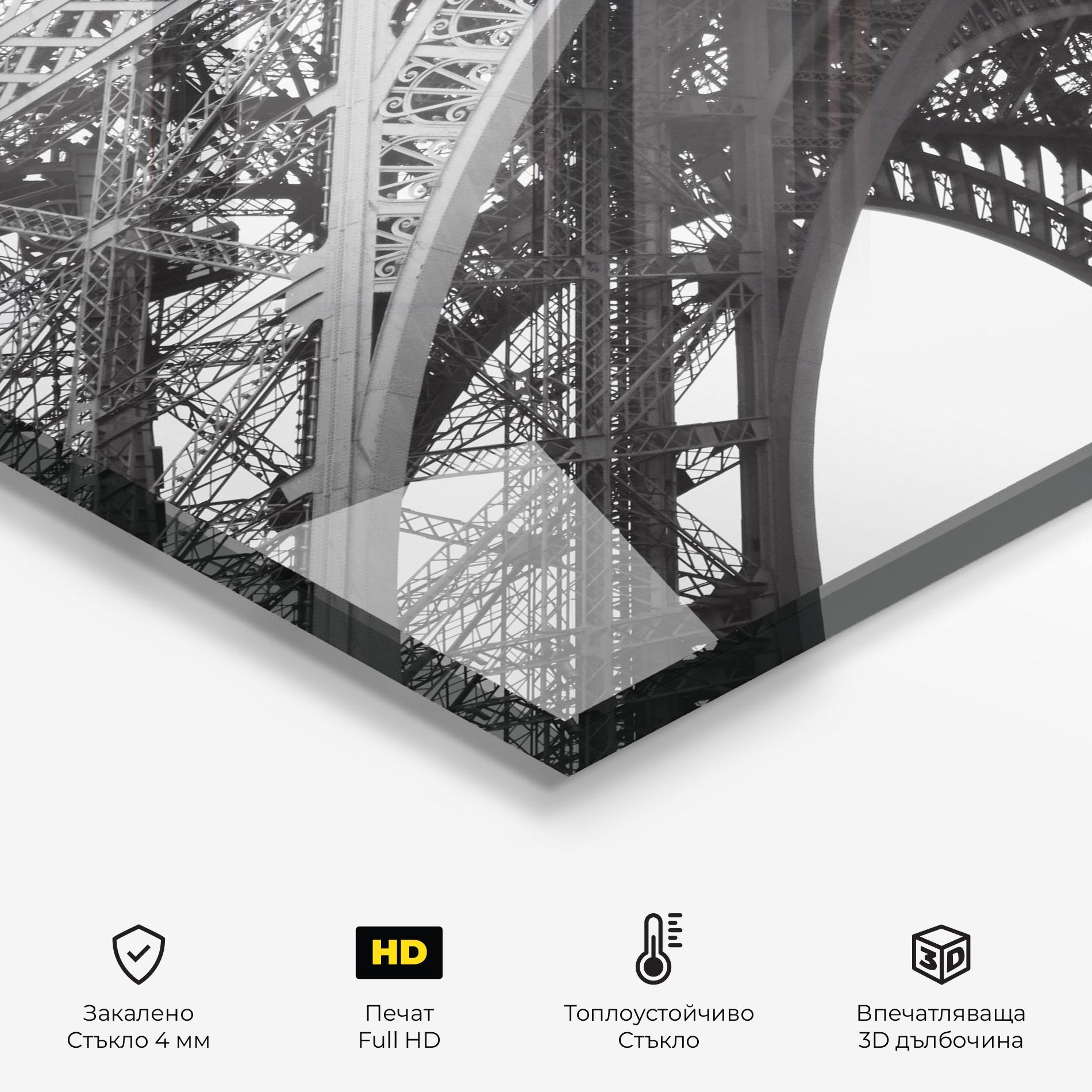Стъклен панел за кухня Grey Eiffel Tower mockup 2