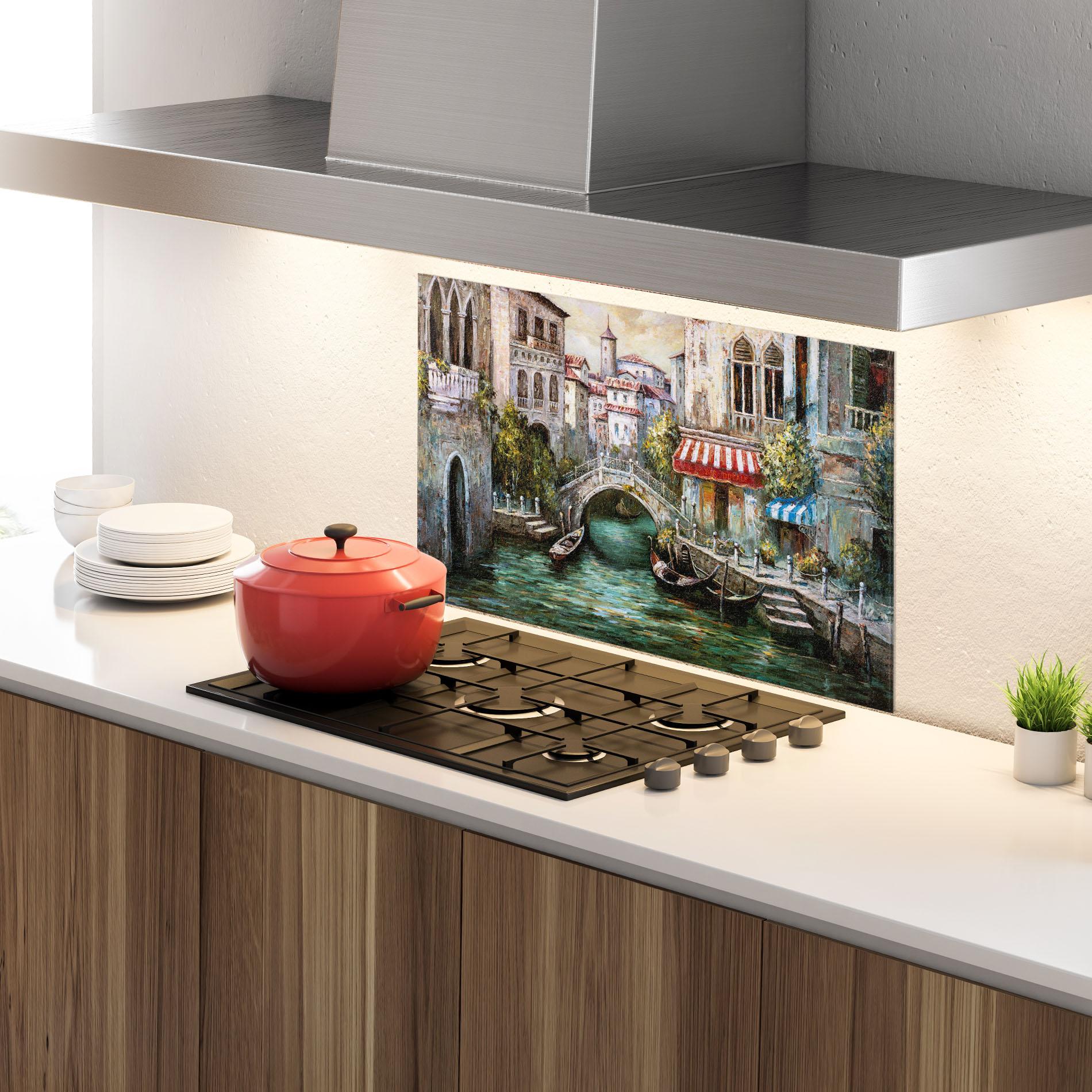 Стъклен панел за кухня Venice Colors mockup 4