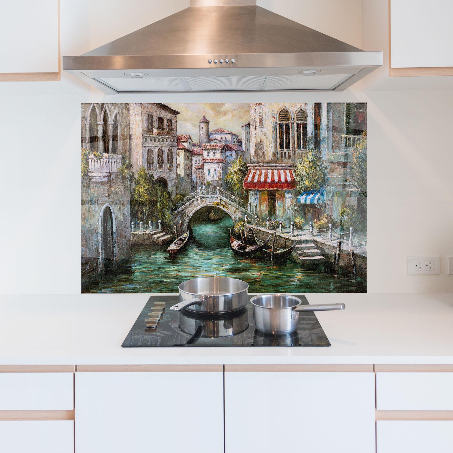 Стъклен панел за кухня Venice Colors mockup 5