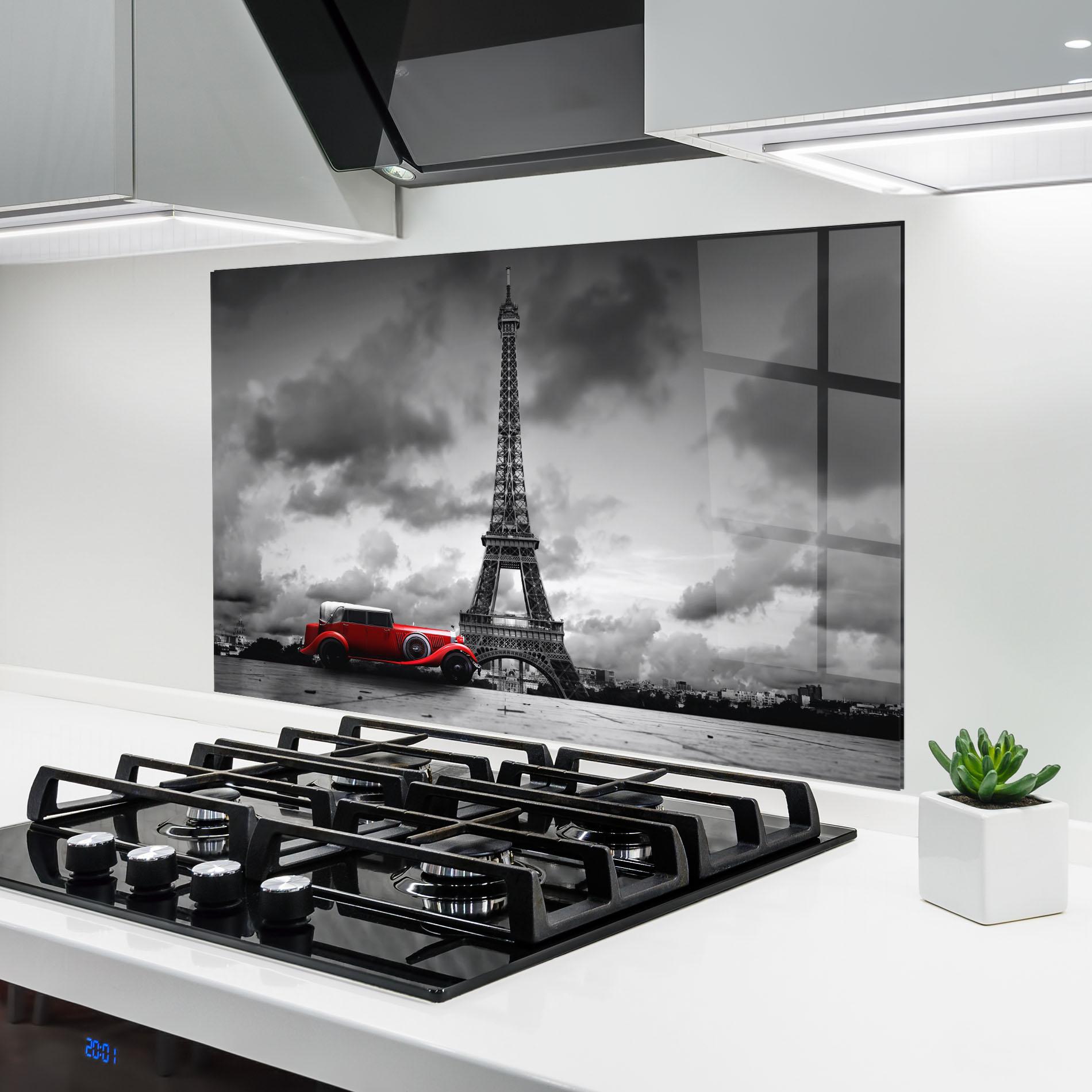 Стъклен панел за кухня Vintage Paris mockup 6