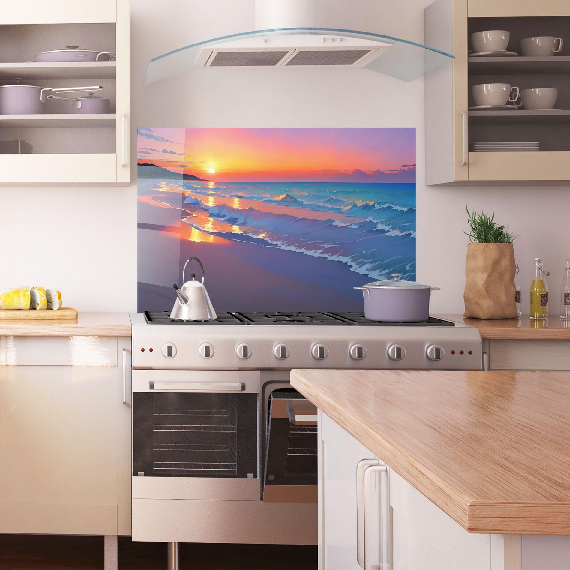 Стъклен панел за кухня Dreamy Beach Sunset mockup 1