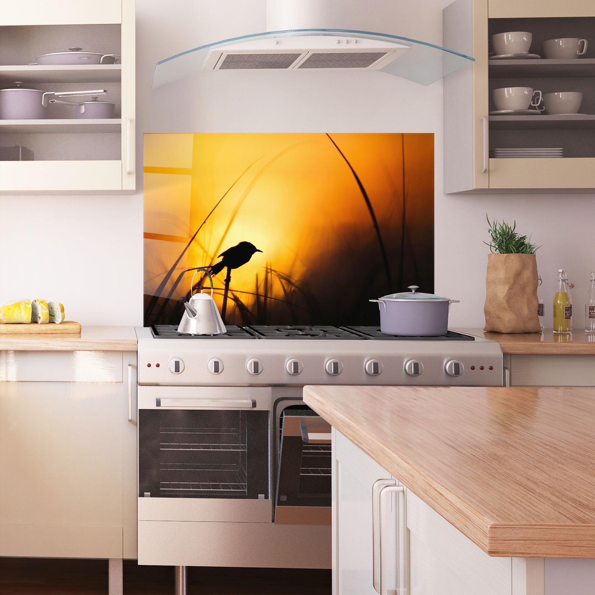 Стъклен панел за кухня Small Bird Sunset mockup 1