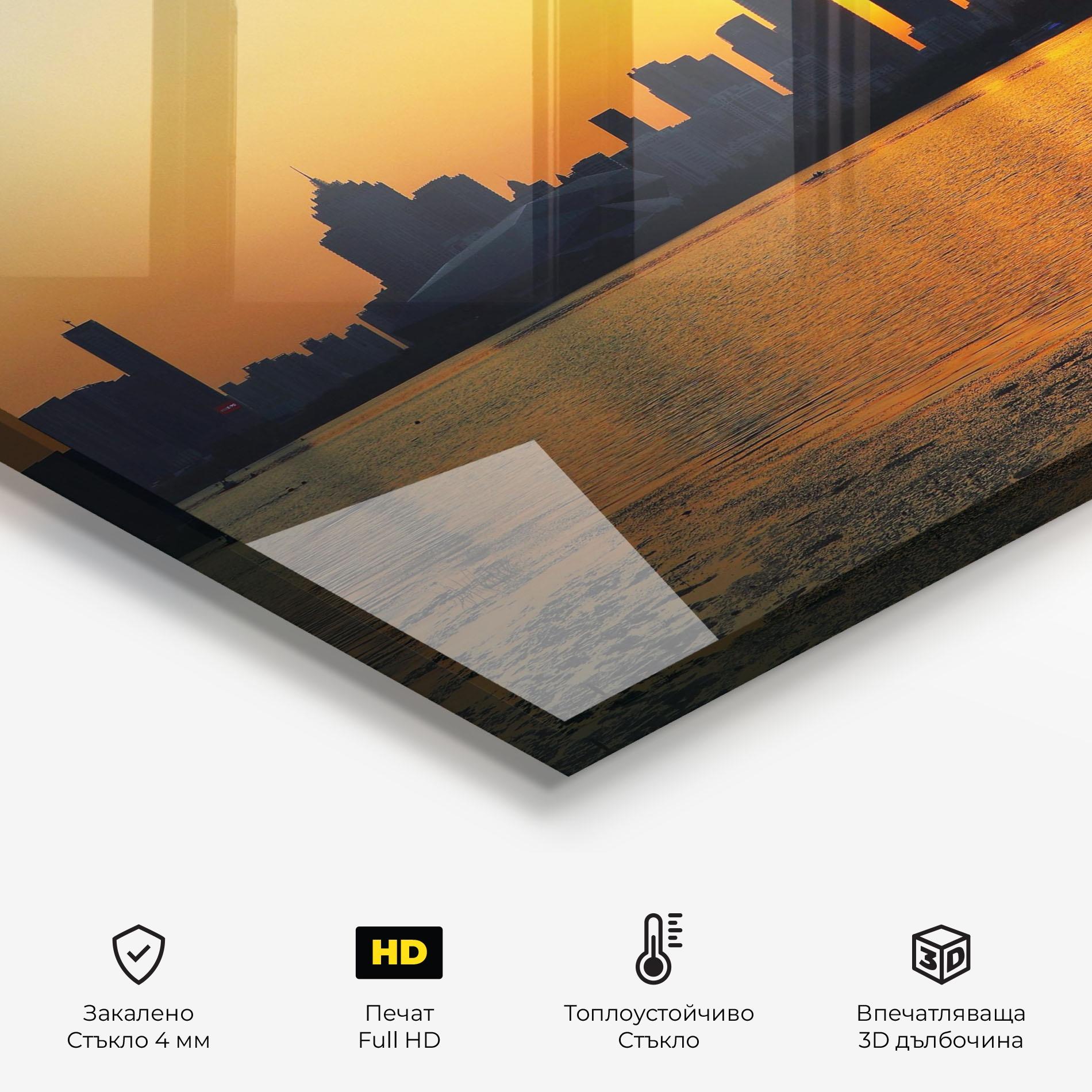 Стъклен панел за кухня City Building Sunset mockup 2