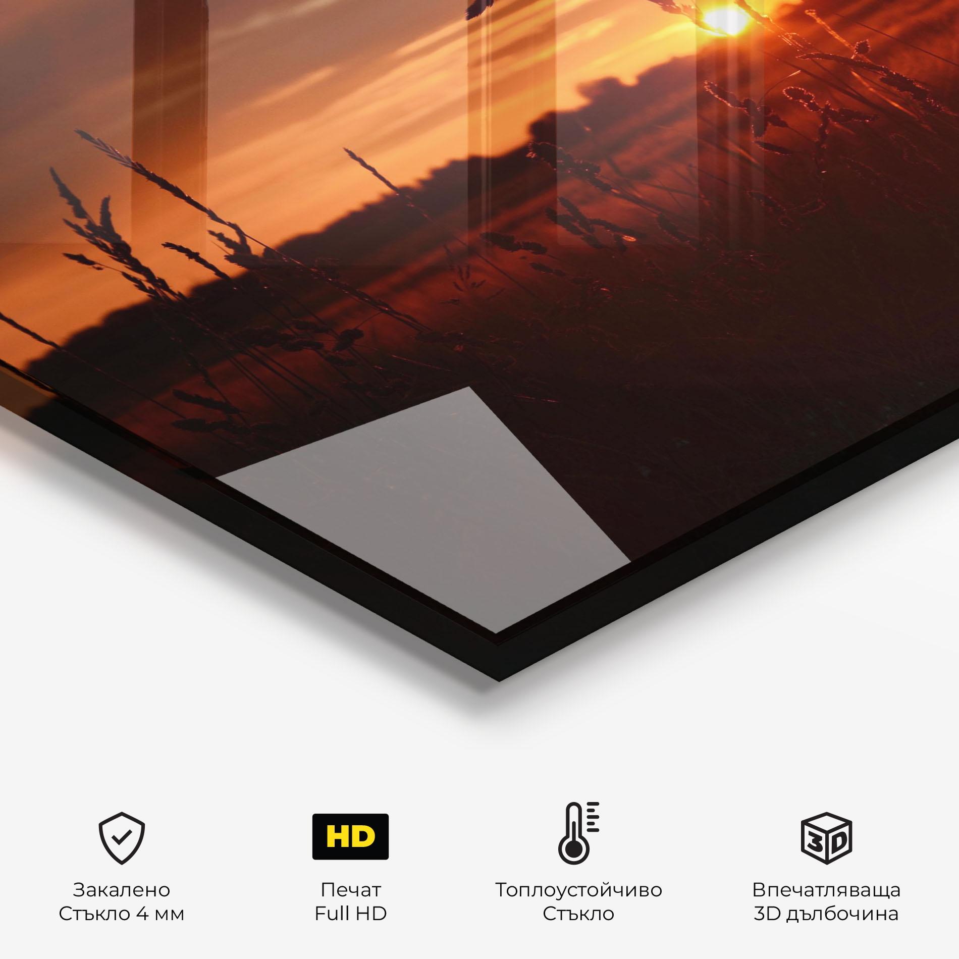 Стъклен панел за кухня Field Shilouette mockup 2