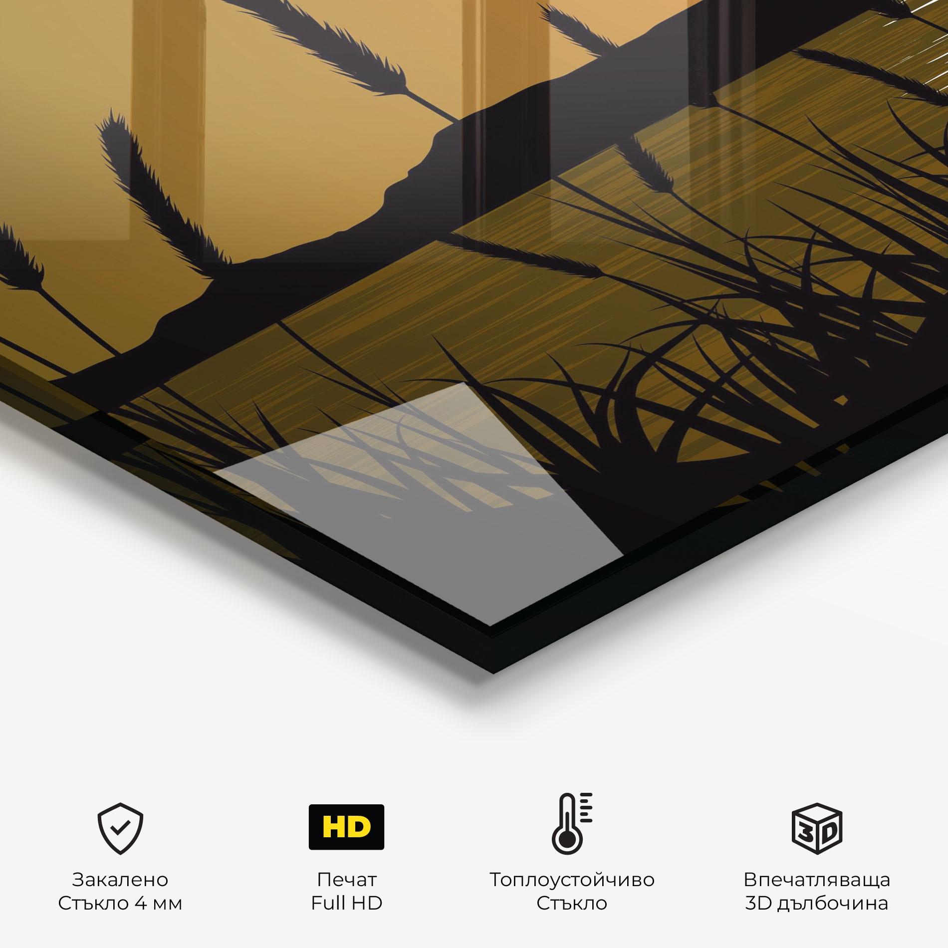 Стъклен панел за кухня Orange Brown Sunset mockup 2