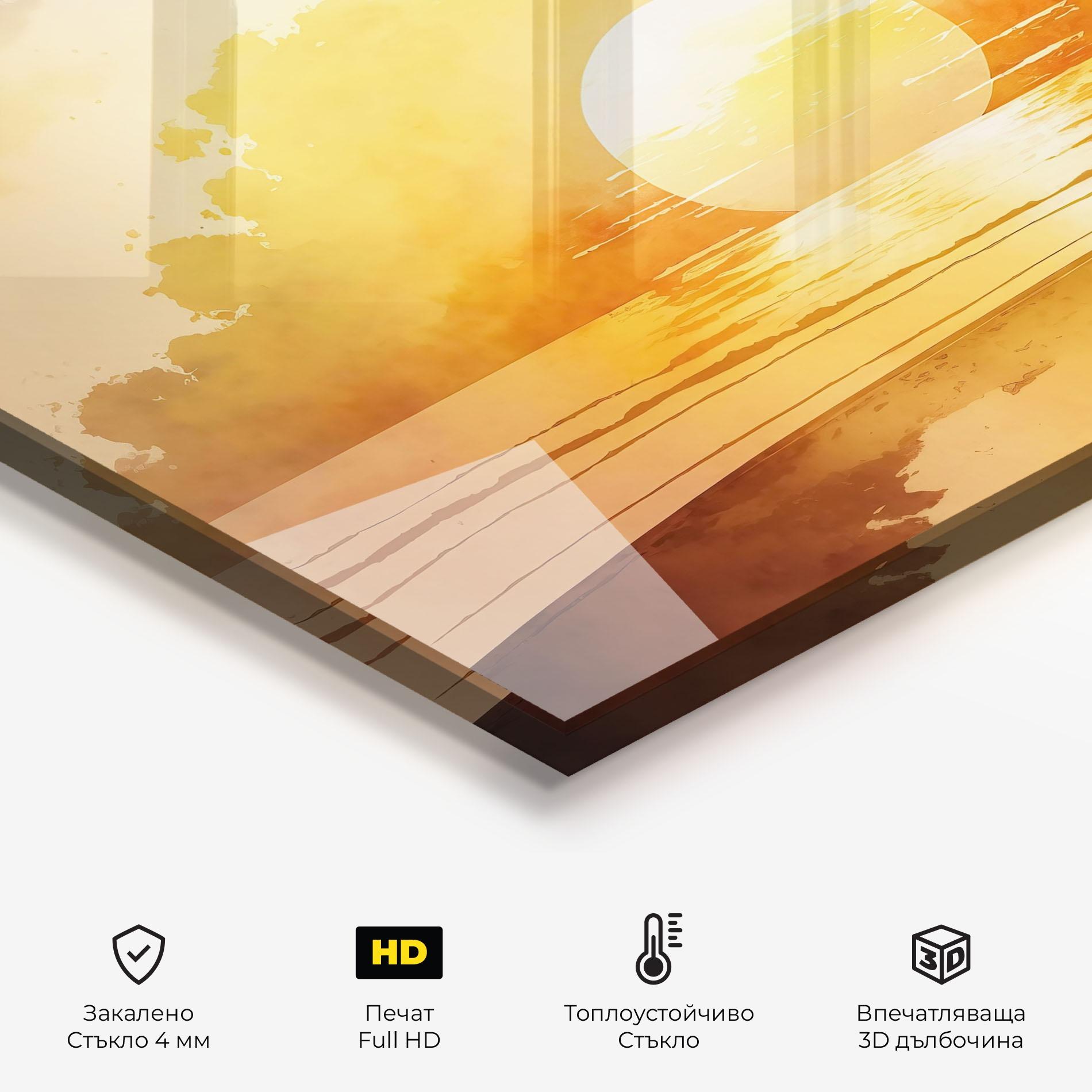 Стъклен панел за кухня Palm Trees Sunset mockup 2