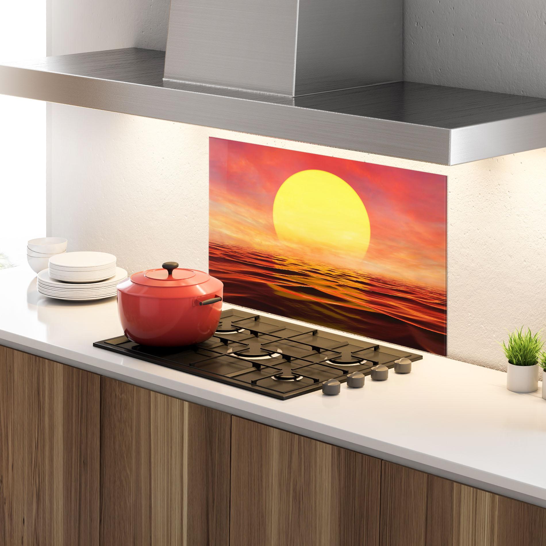 Стъклен панел за кухня Clouds Reflection Sky mockup 4