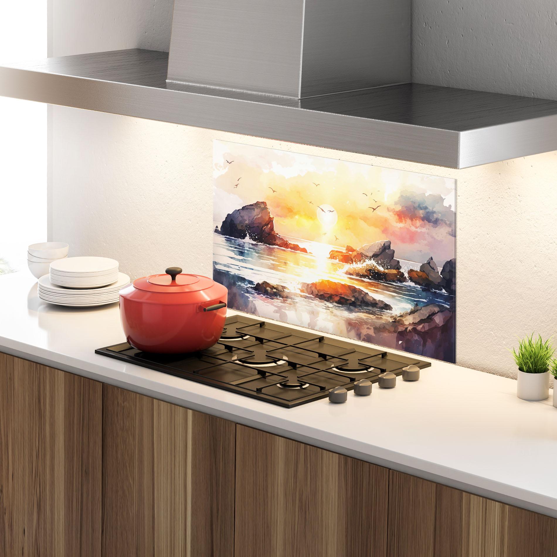 Стъклен панел за кухня Pretty Pastel Sunset mockup 4