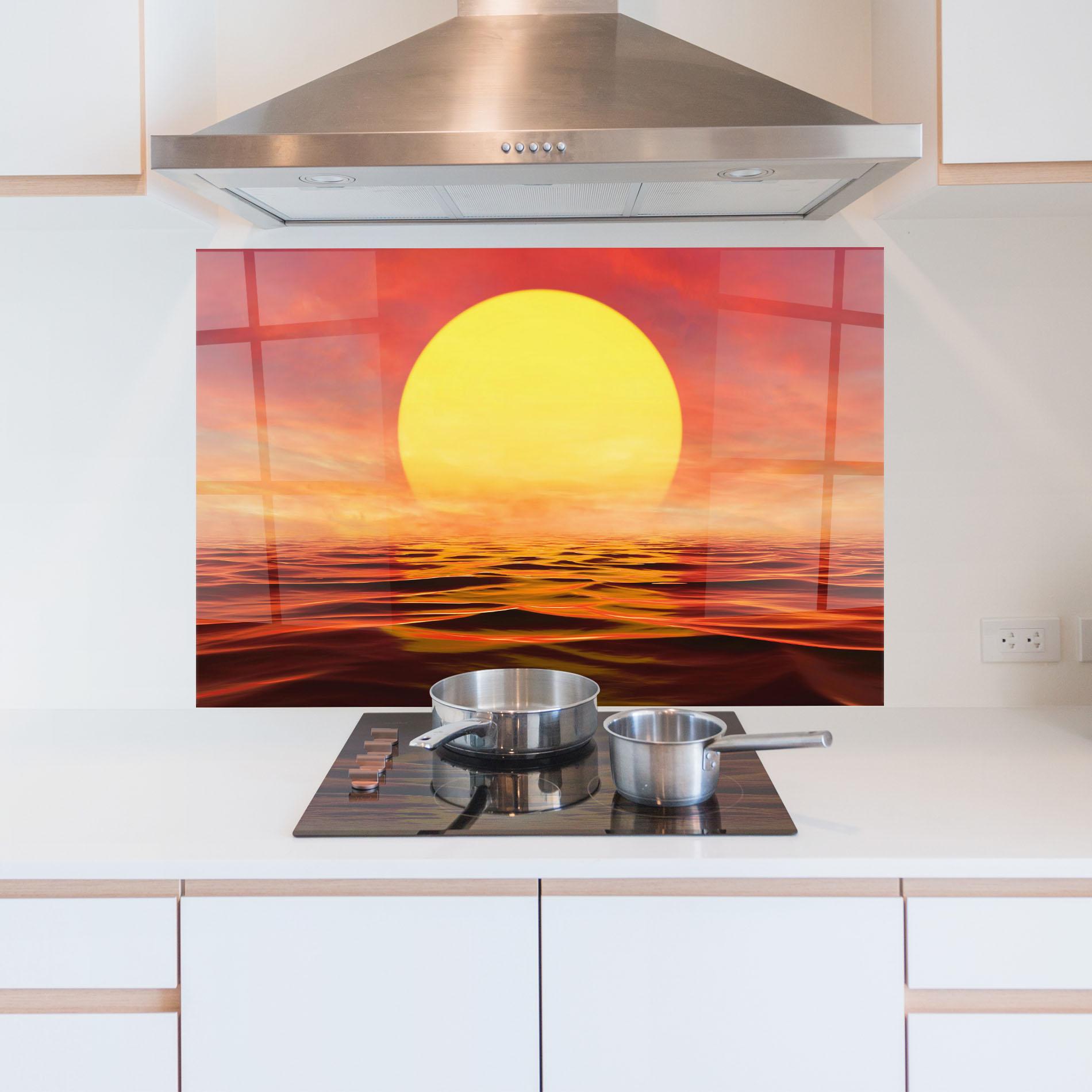 Стъклен панел за кухня Clouds Reflection Sky mockup 5