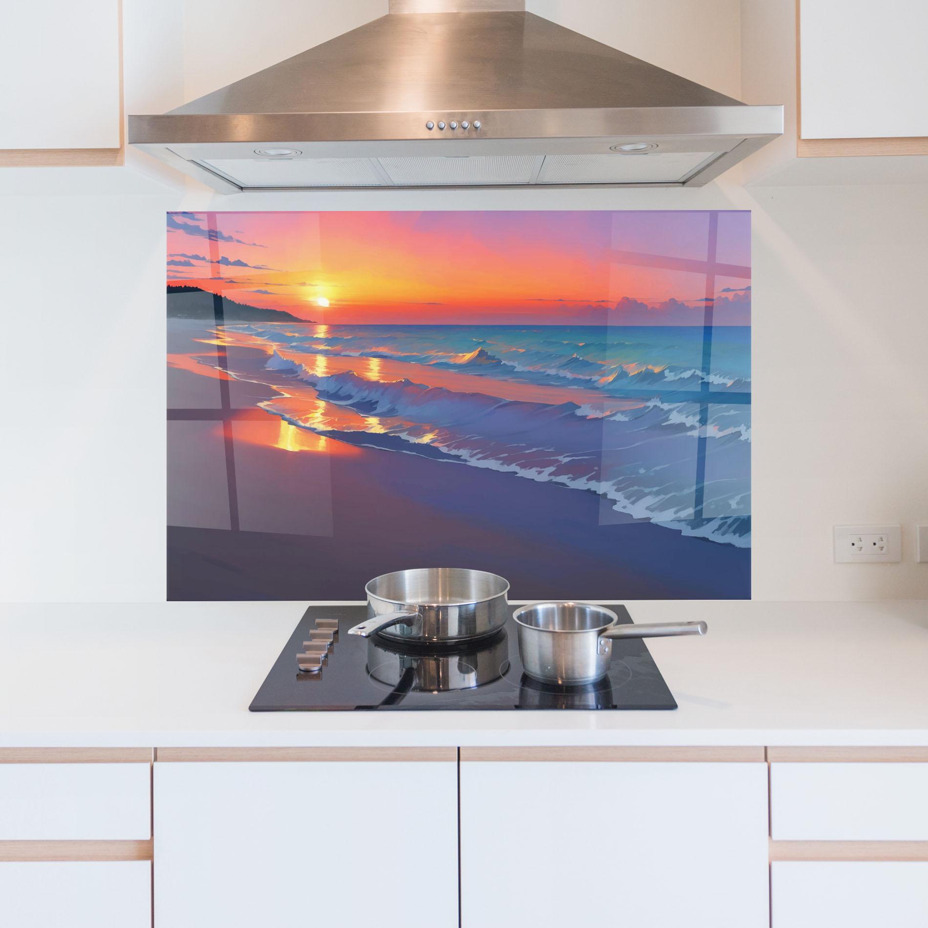 Стъклен панел за кухня Dreamy Beach Sunset mockup 5