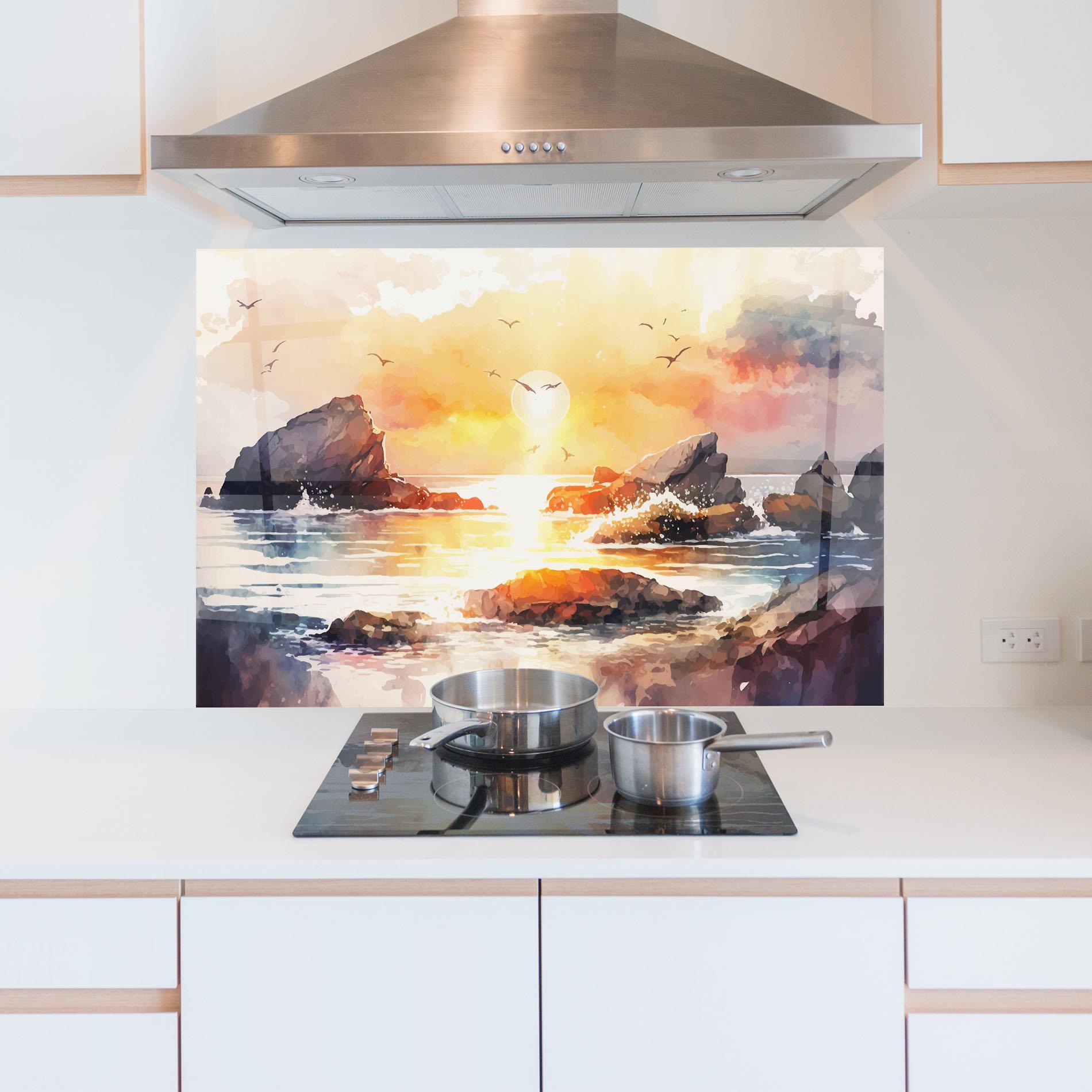 Стъклен панел за кухня Pretty Pastel Sunset mockup 5