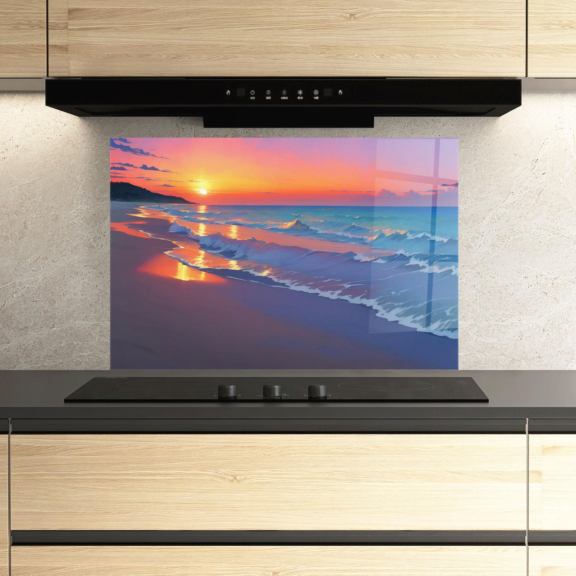 Стъклен панел за кухня Dreamy Beach Sunset mockup 3