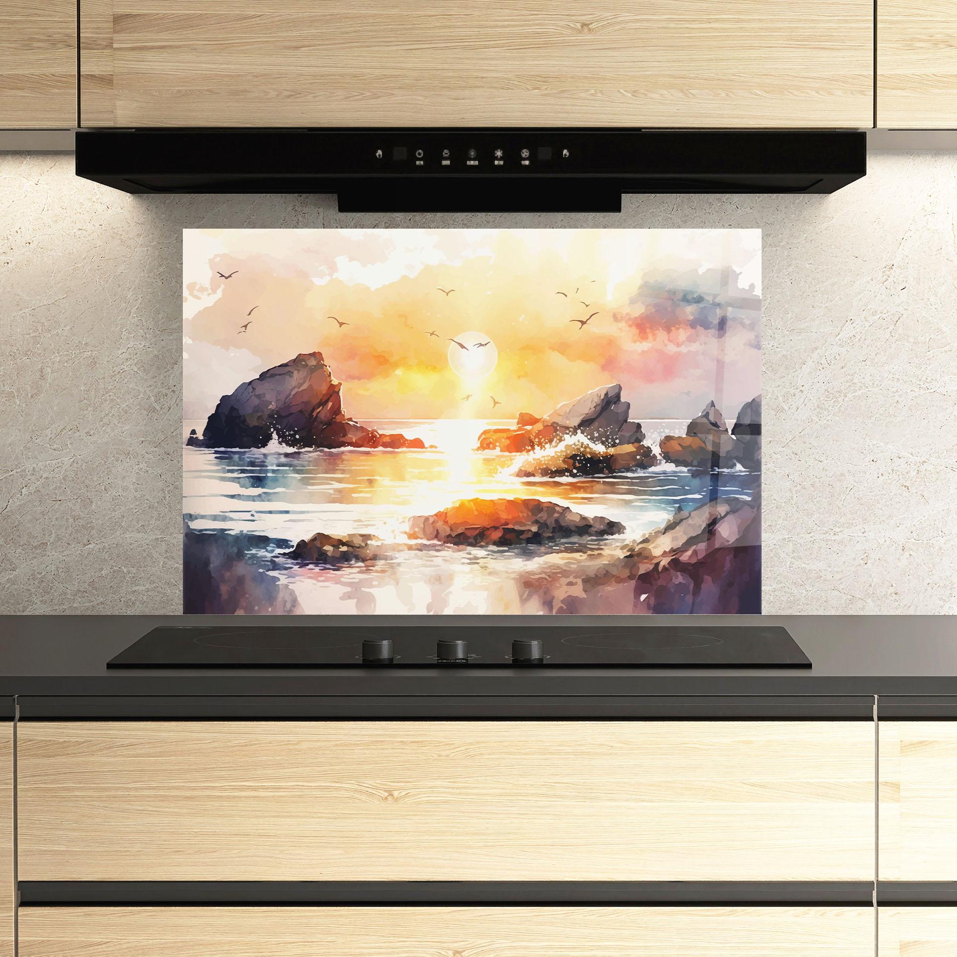 Стъклен панел за кухня Pretty Pastel Sunset mockup 3