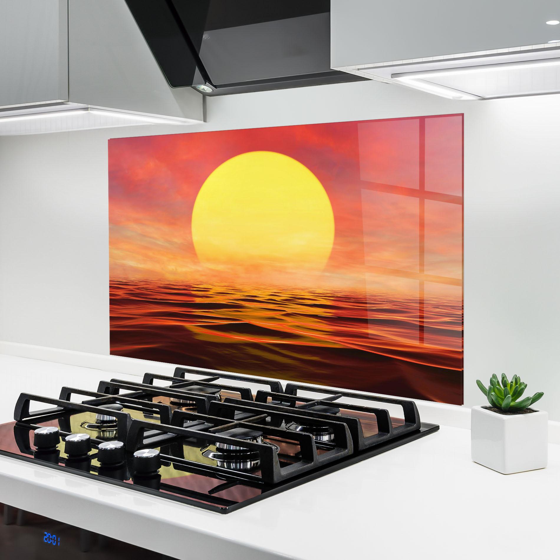 Стъклен панел за кухня Clouds Reflection Sky mockup 6