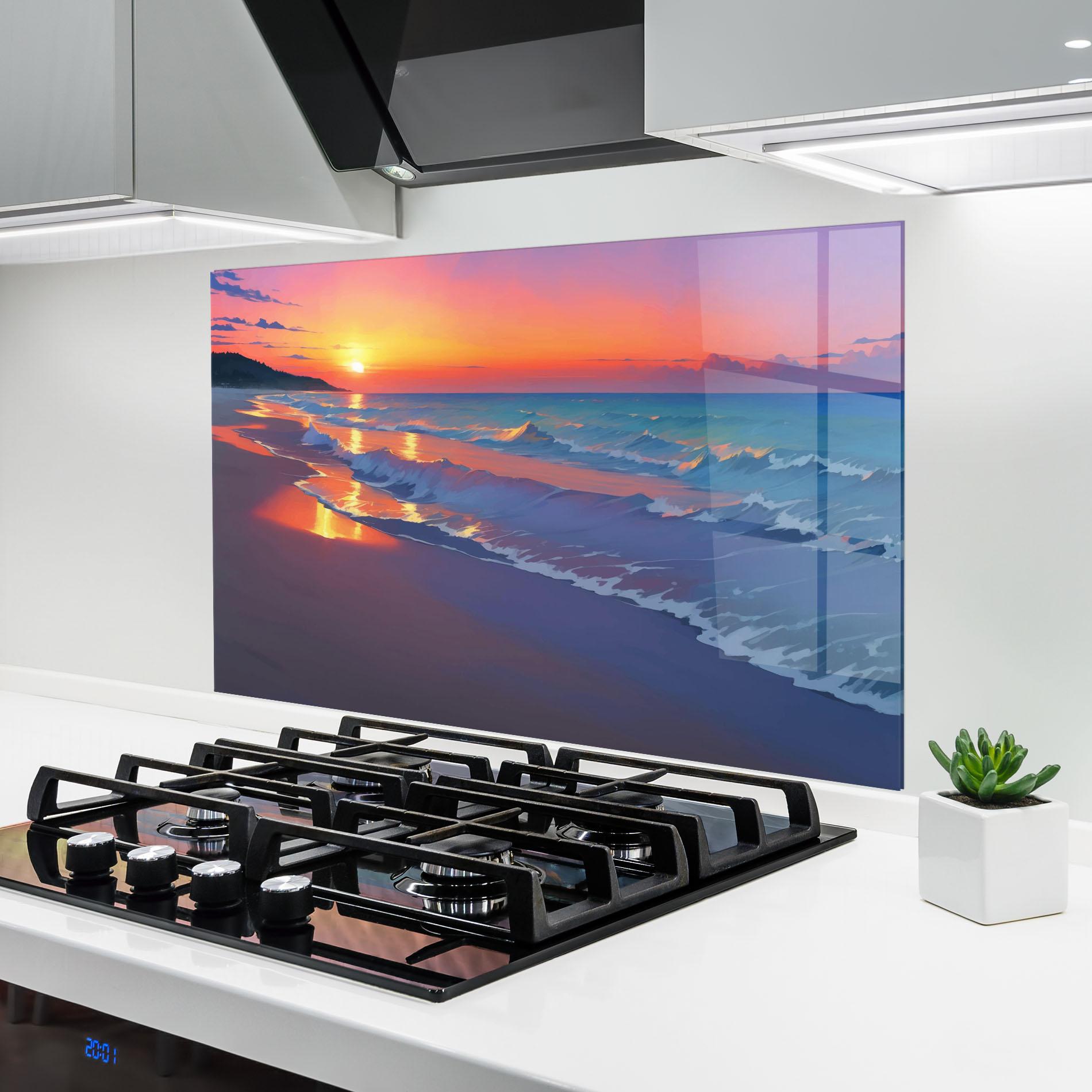 Стъклен панел за кухня Dreamy Beach Sunset mockup 6