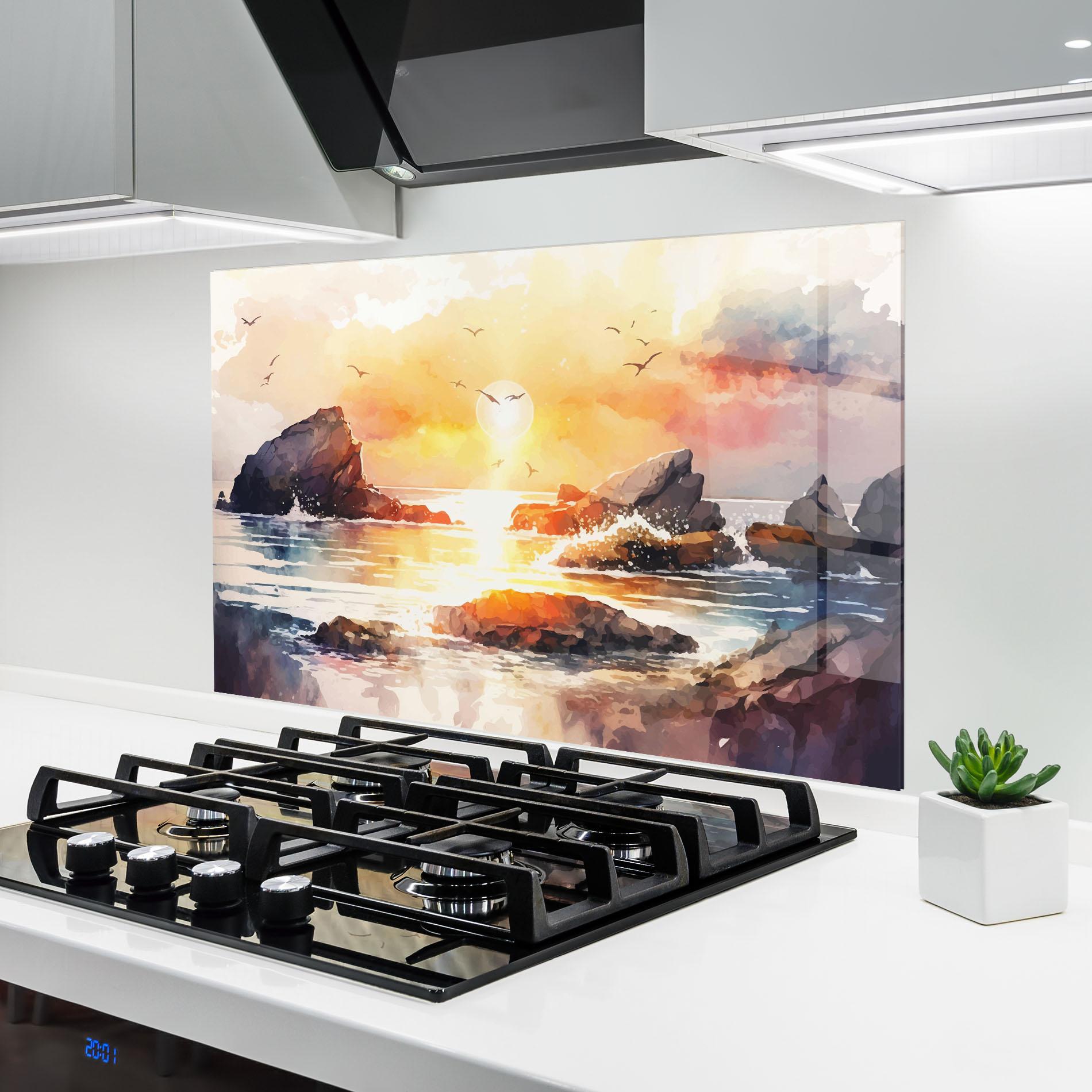Стъклен панел за кухня Pretty Pastel Sunset mockup 6