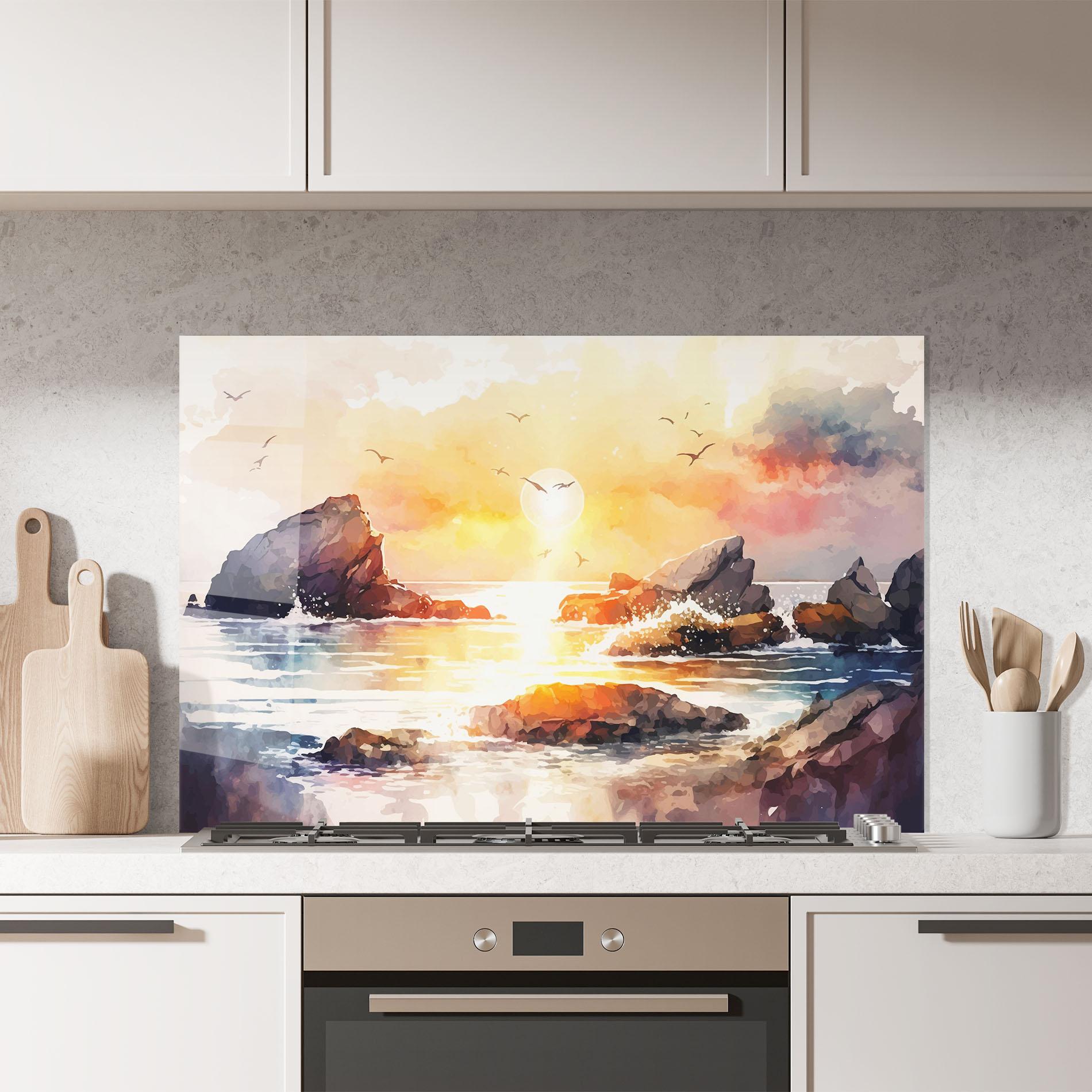 Стъклен панел за кухня Pretty Pastel Sunset mockup 7
