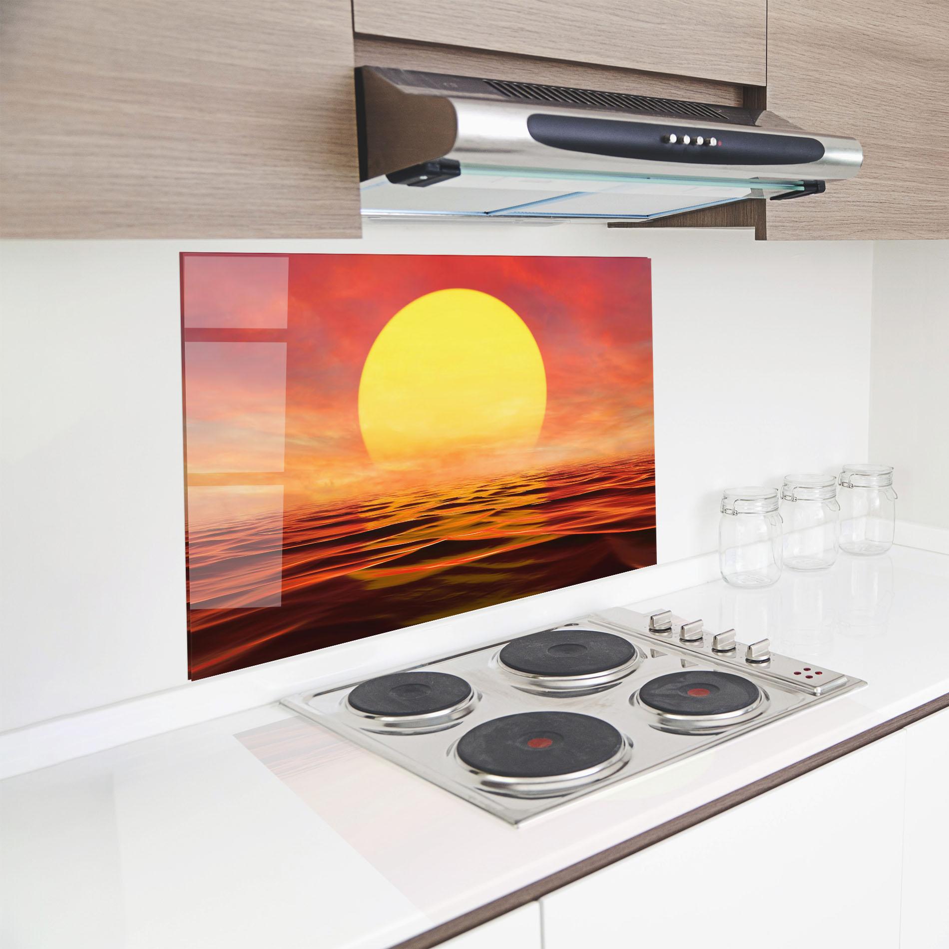 Стъклен панел за кухня Clouds Reflection Sky mockup 8