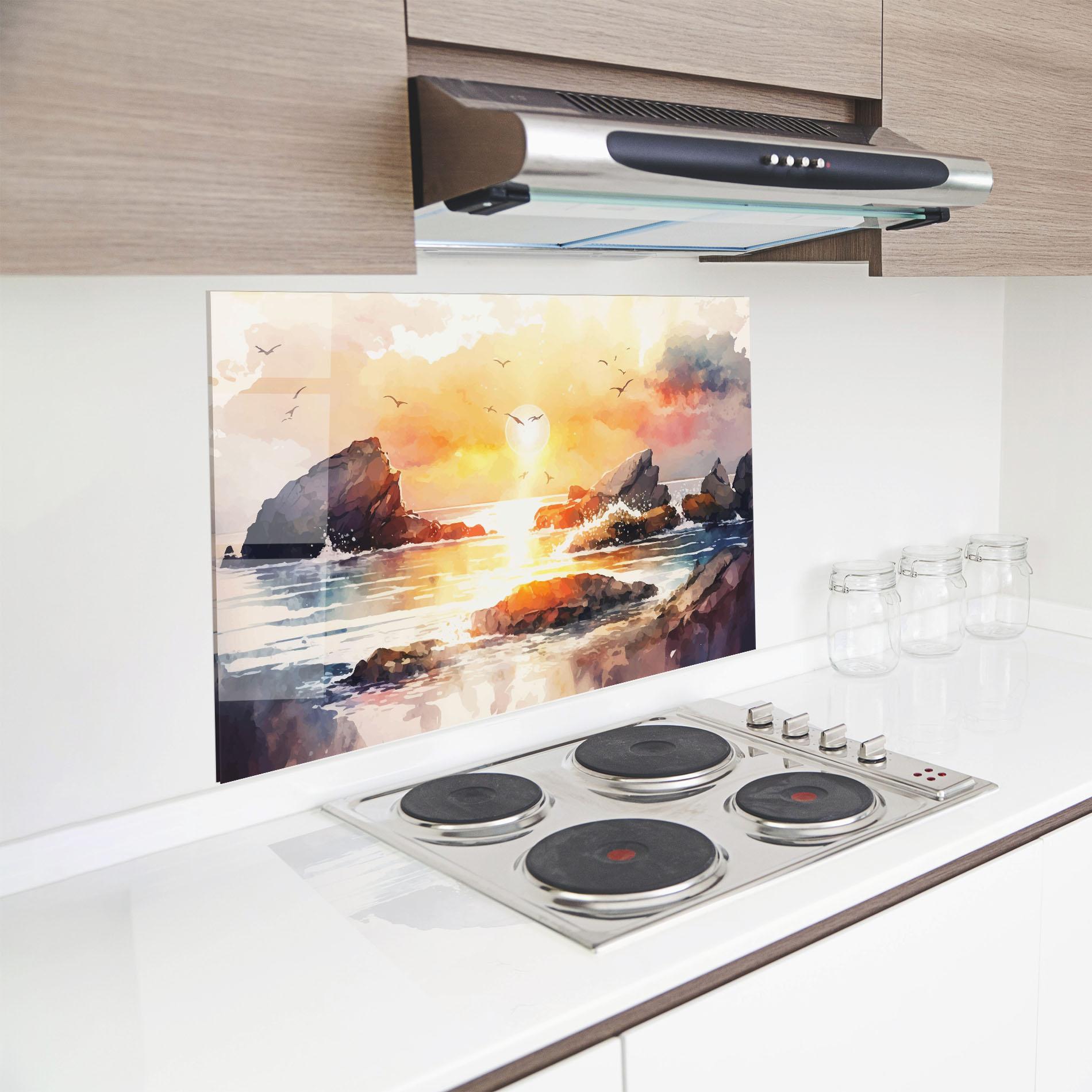 Стъклен панел за кухня Pretty Pastel Sunset mockup 8