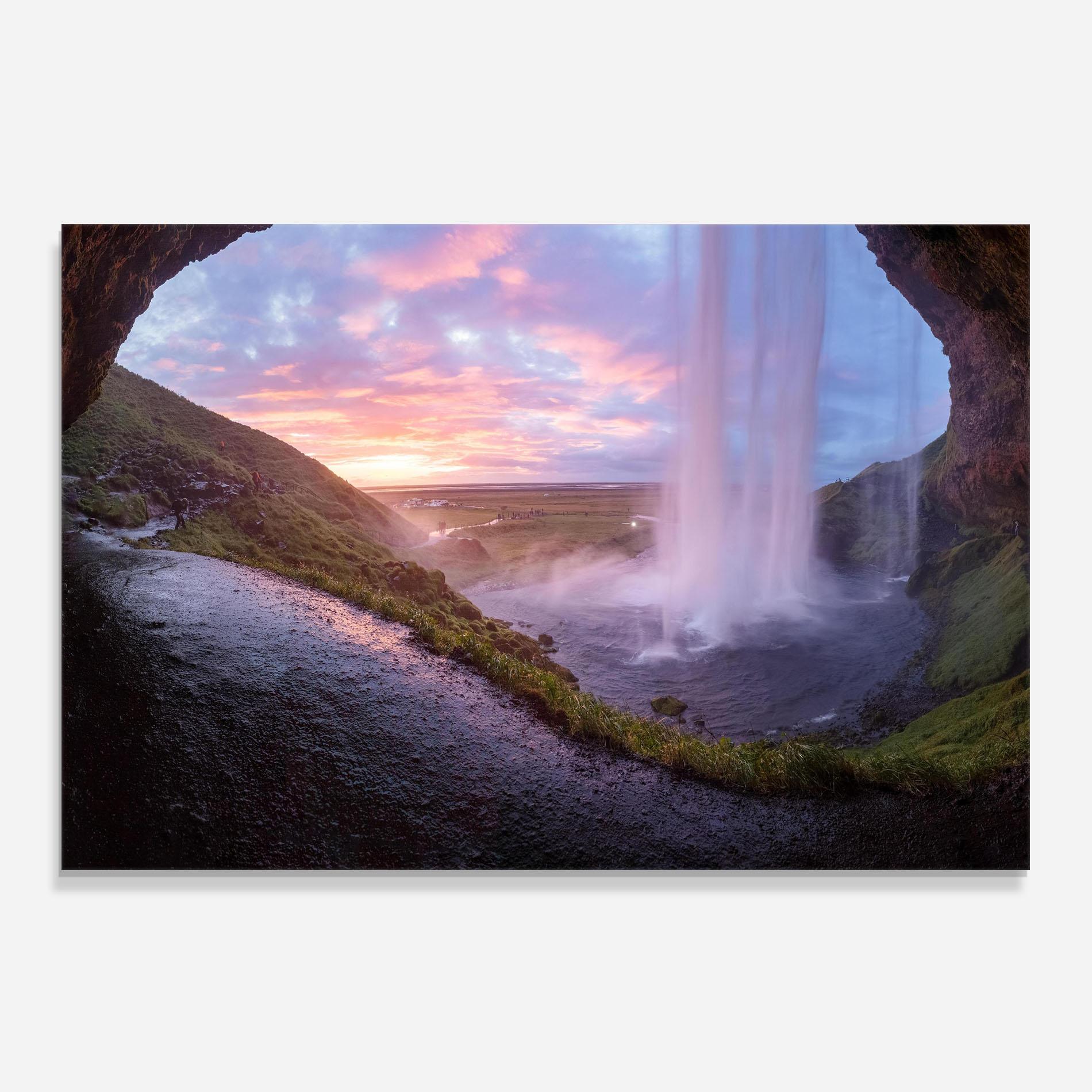 Стъклен панел за кухня Waterfall From Cave View mockup 0