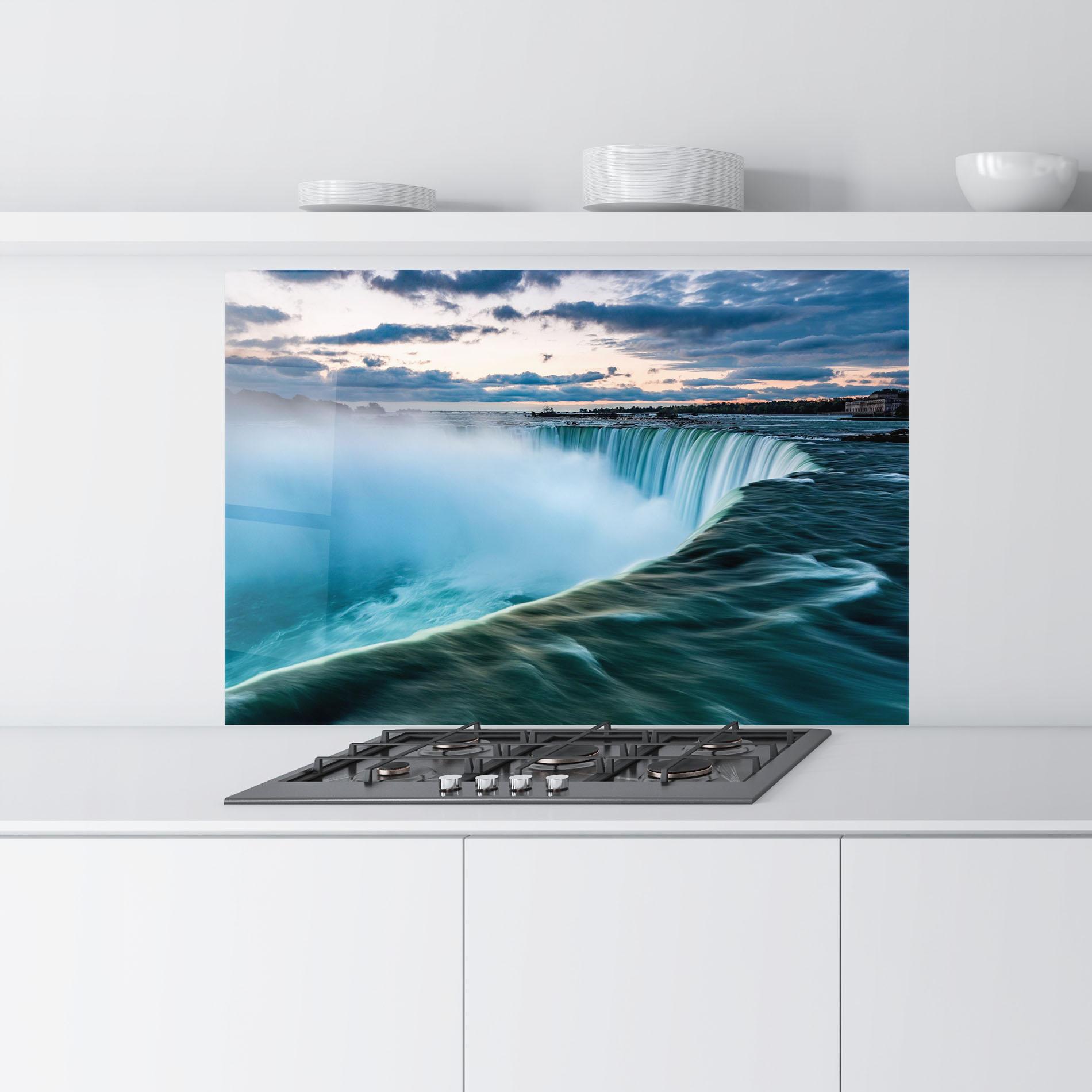 Стъклен панел за кухня Blue Dreamy Waterfall mockup 9