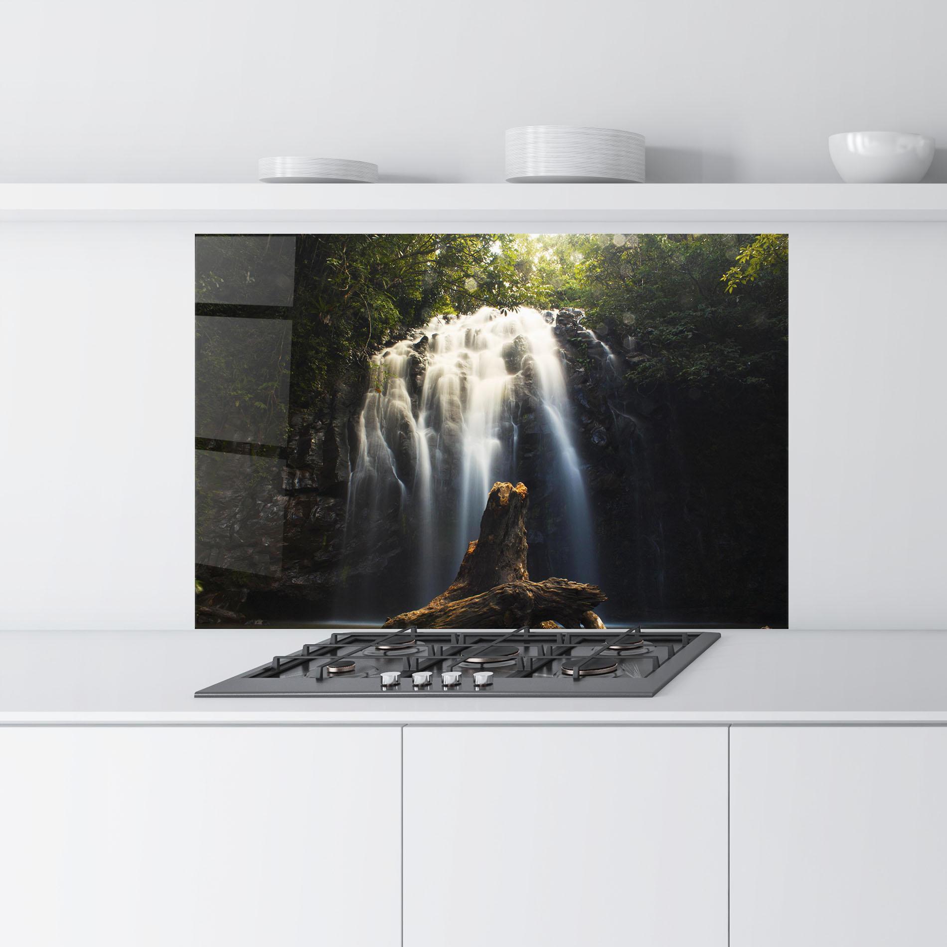 Стъклен панел за кухня Tree Log Waterfall mockup 9