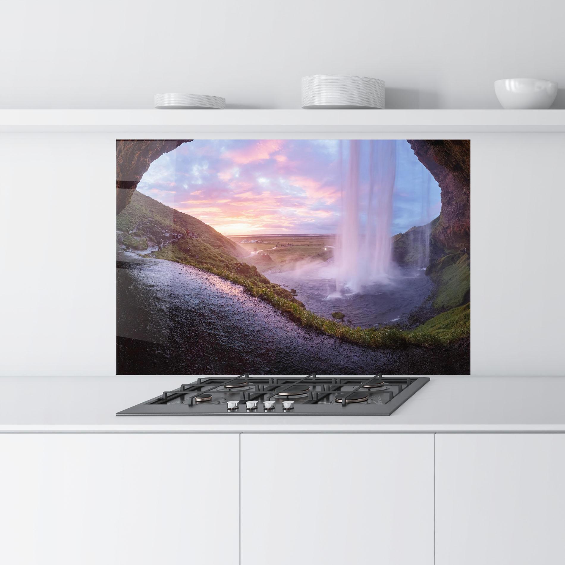 Стъклен панел за кухня Waterfall From Cave View mockup 9