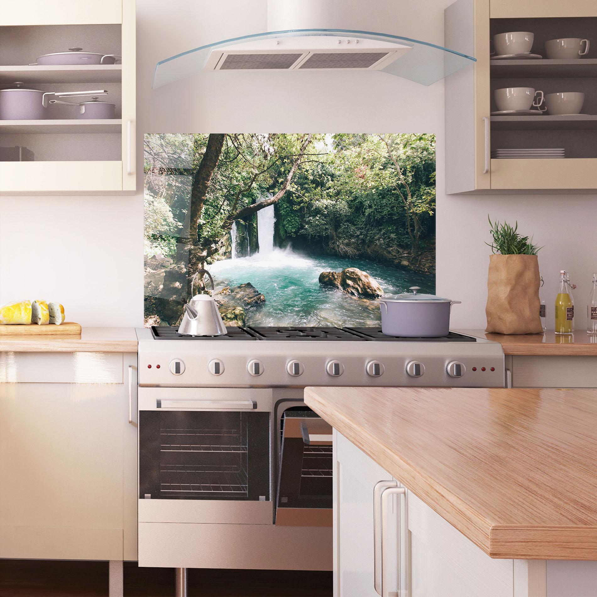 Стъклен панел за кухня Beautiful Blue Waterfall mockup 1