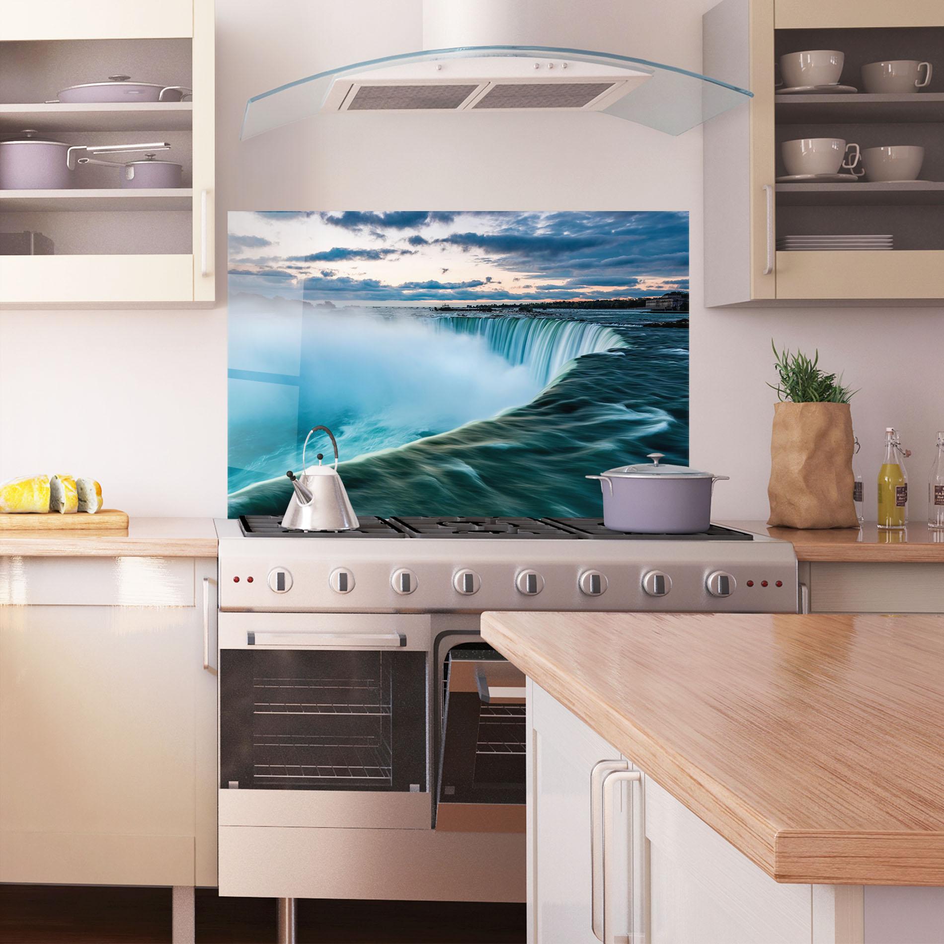 Стъклен панел за кухня Dreamy Blue Waterfall mockup 1