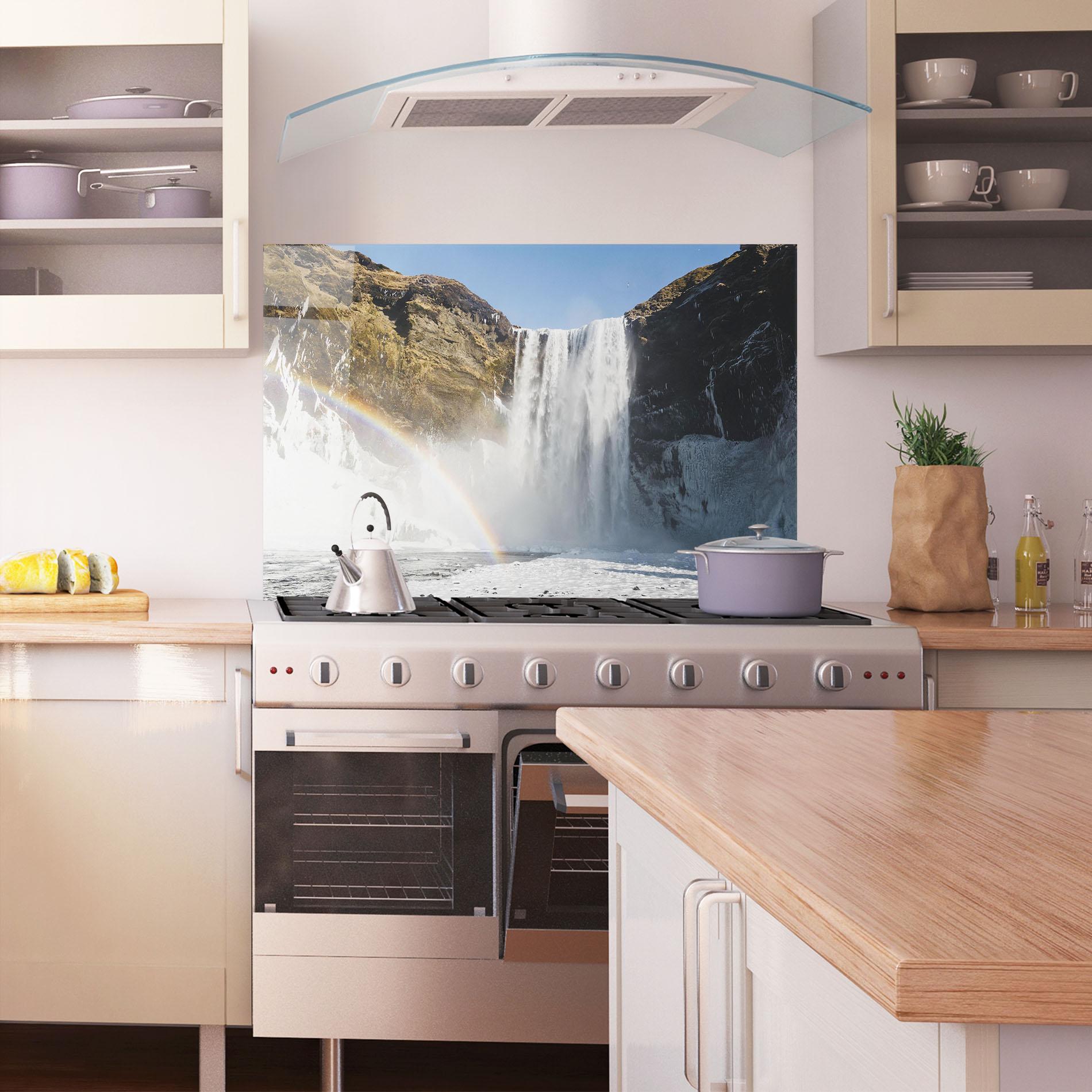 Стъклен панел за кухня Rainbow Waterfall mockup 1