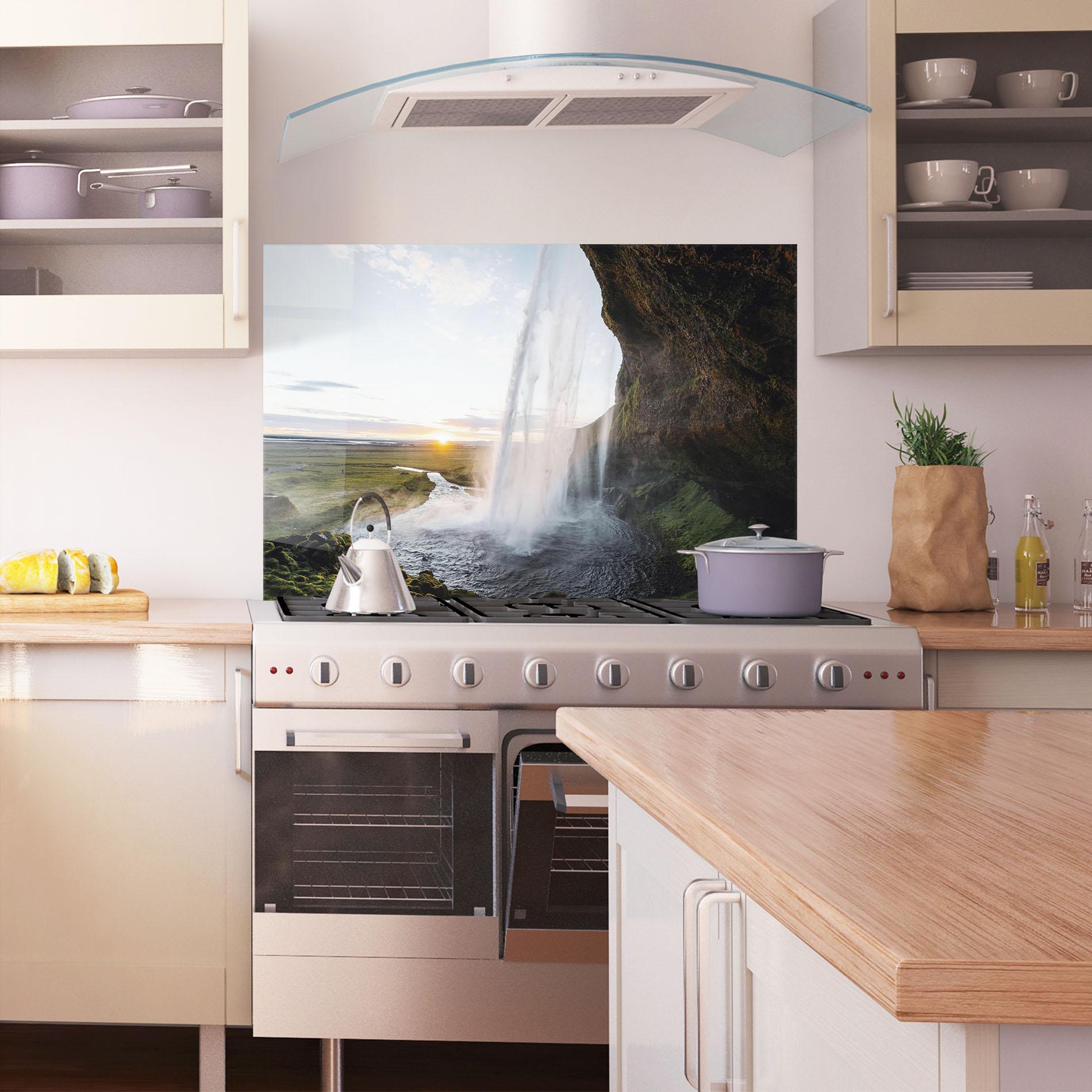 Стъклен панел за кухня Sunrise Waterfall mockup 1