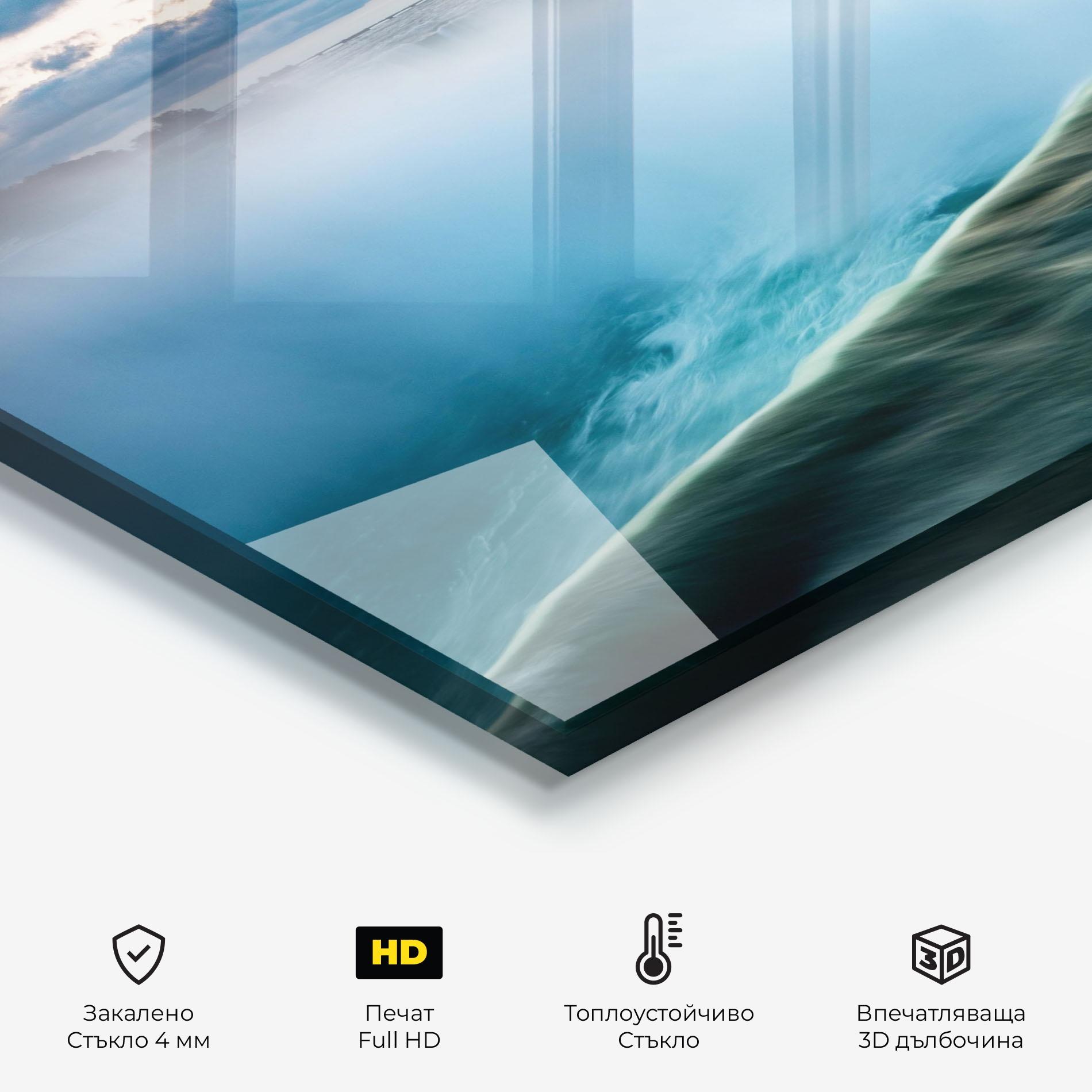 Стъклен панел за кухня Dreamy Blue Waterfall mockup 2