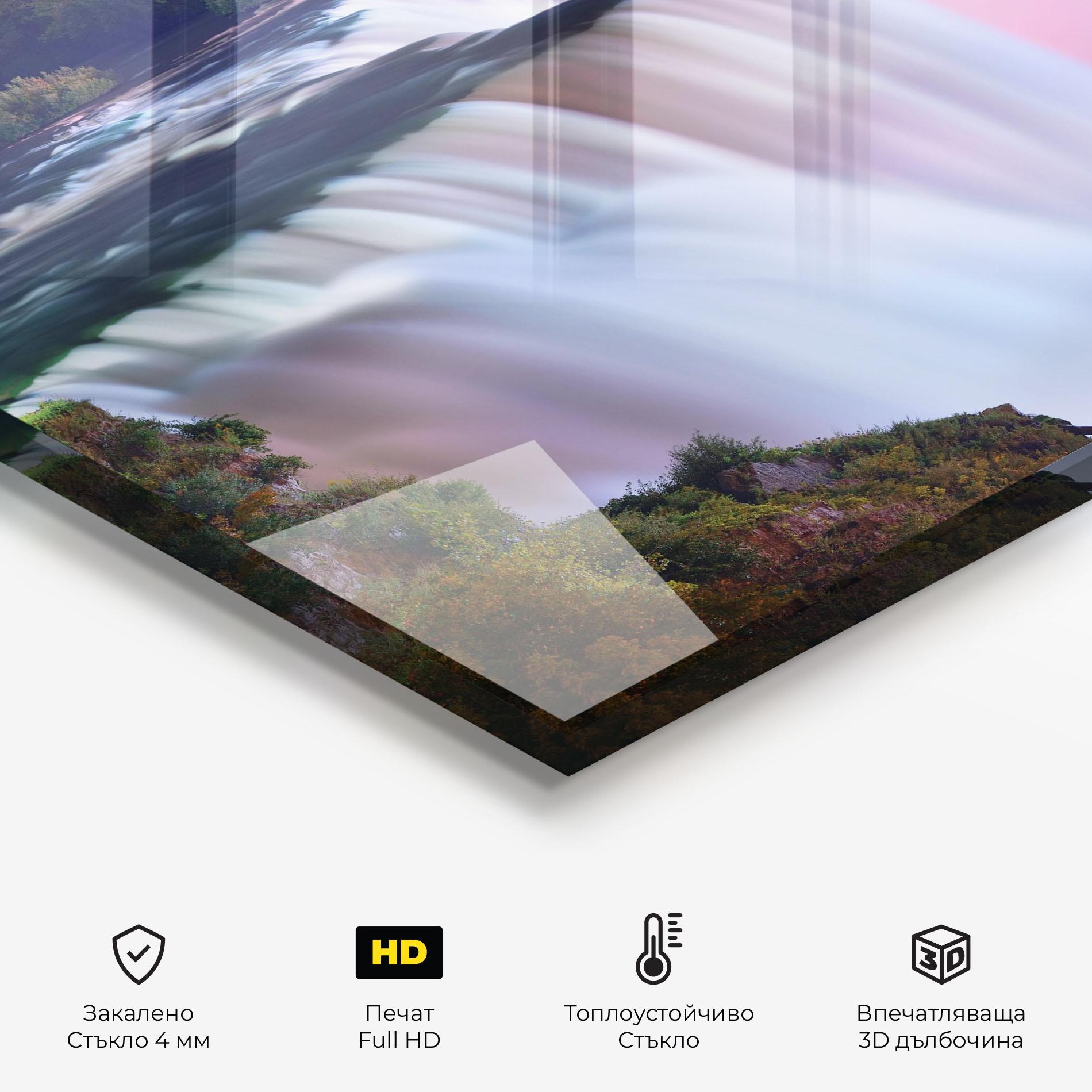 Стъклен панел за кухня Dreamy Purple Waterfall mockup 2