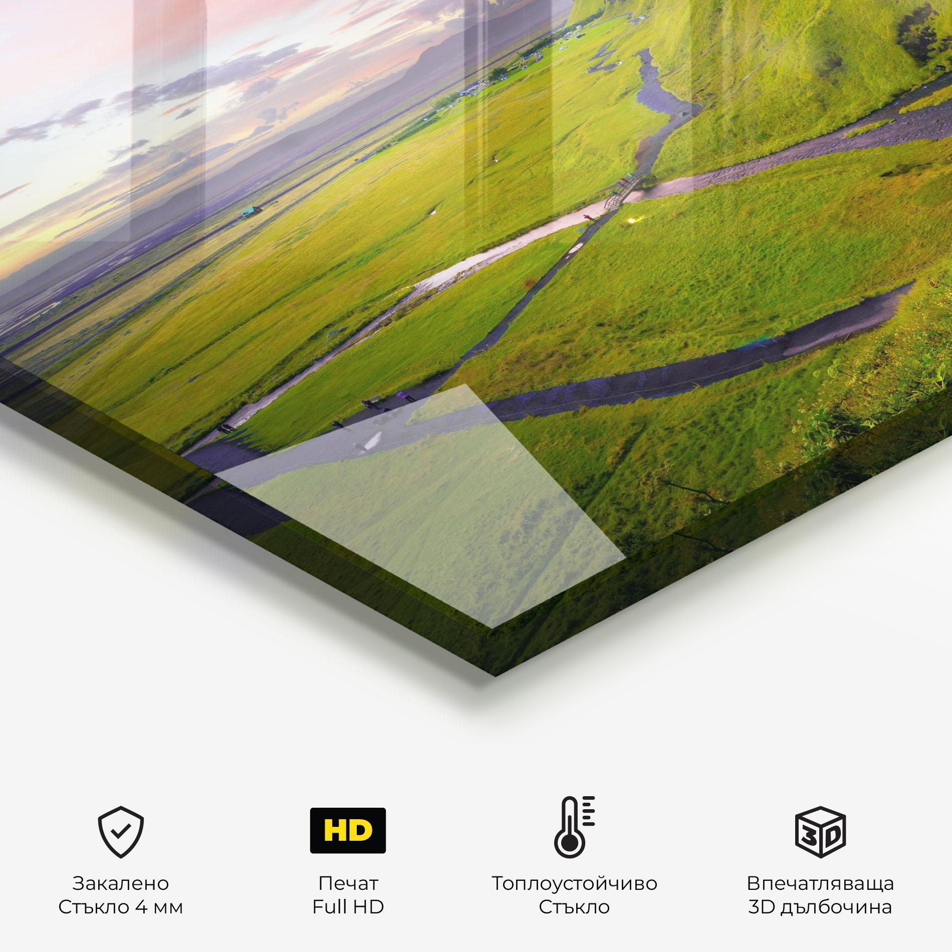 Стъклен панел за кухня Pink Wky Waterfall mockup 2