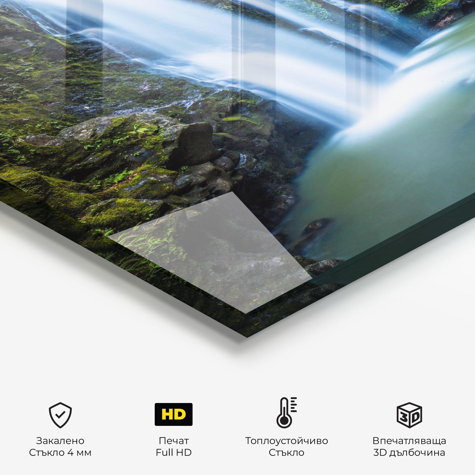 Стъклен панел за кухня Swimming In Waterfall mockup 2