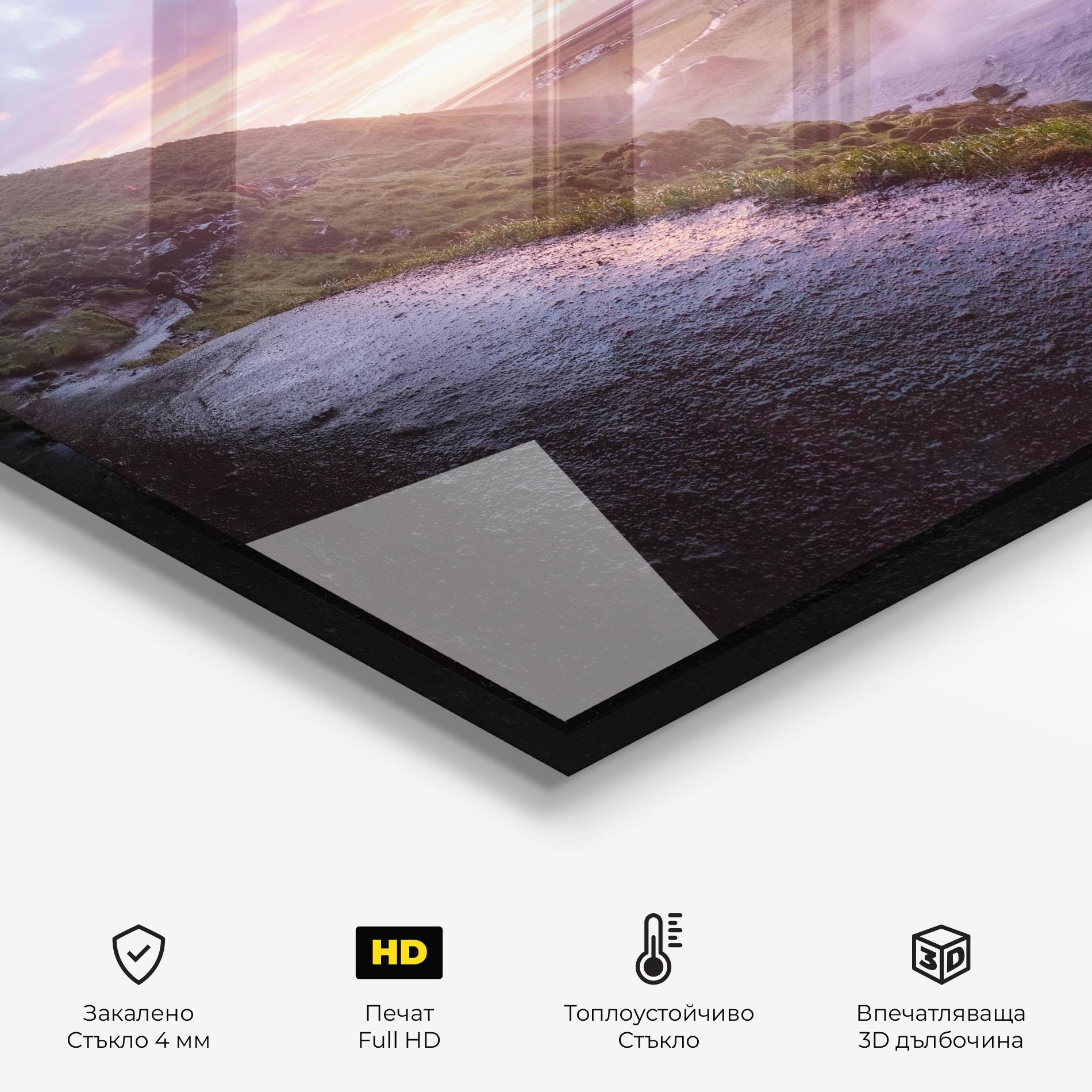 Стъклен панел за кухня Waterfall From Cave View mockup 2