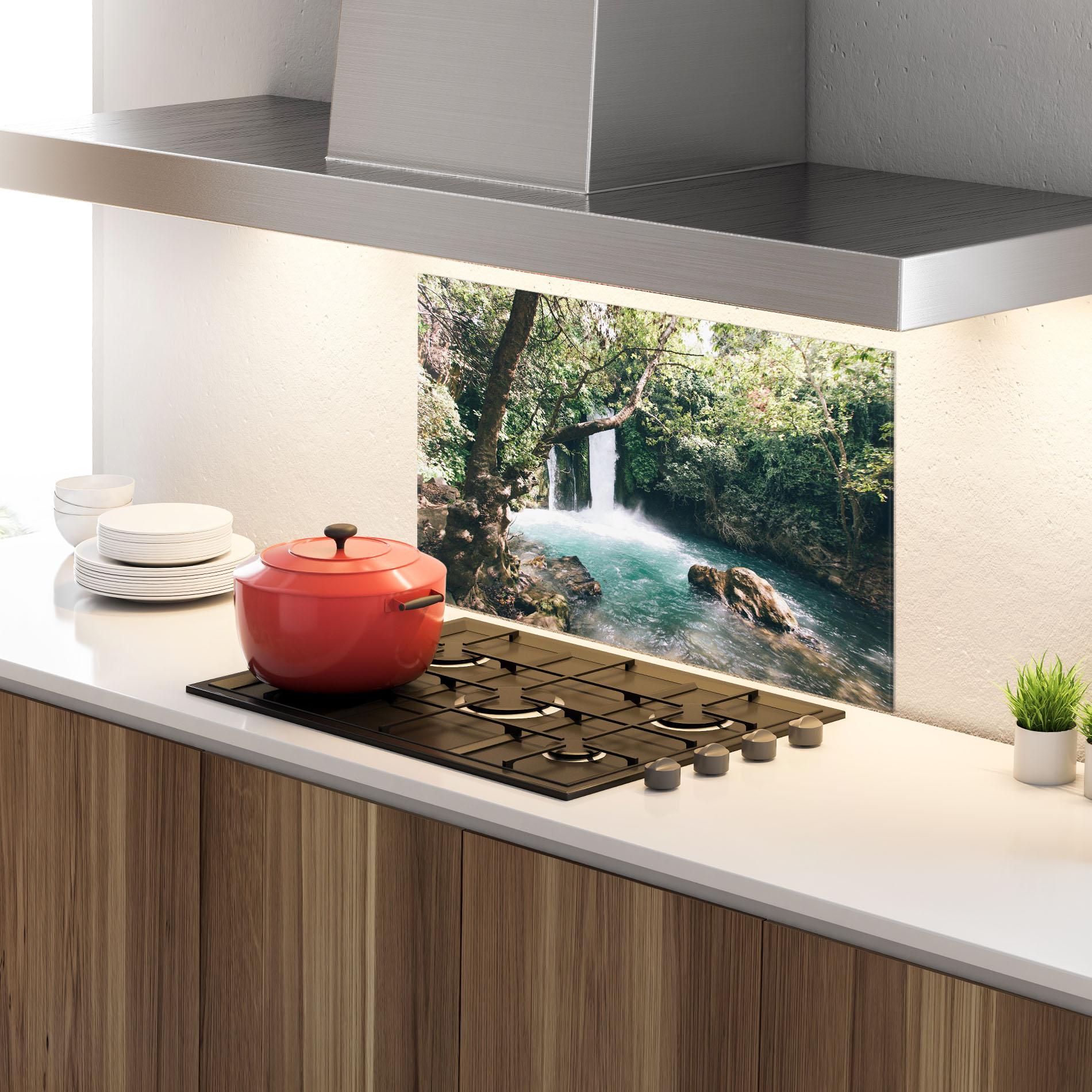 Стъклен панел за кухня Beautiful Blue Waterfall mockup 4