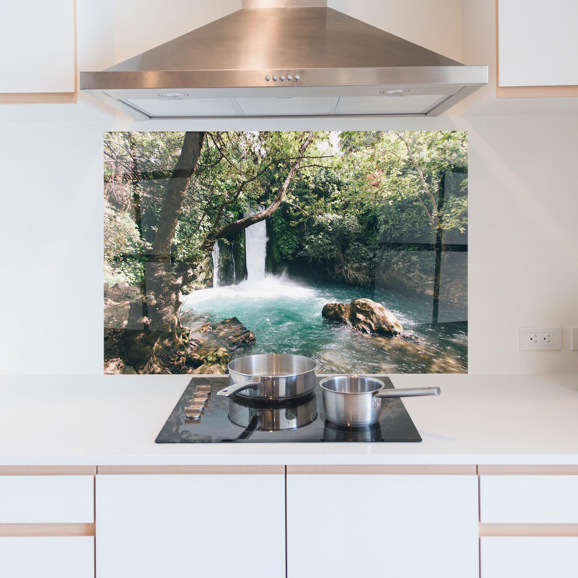 Стъклен панел за кухня Beautiful Blue Waterfall mockup 5