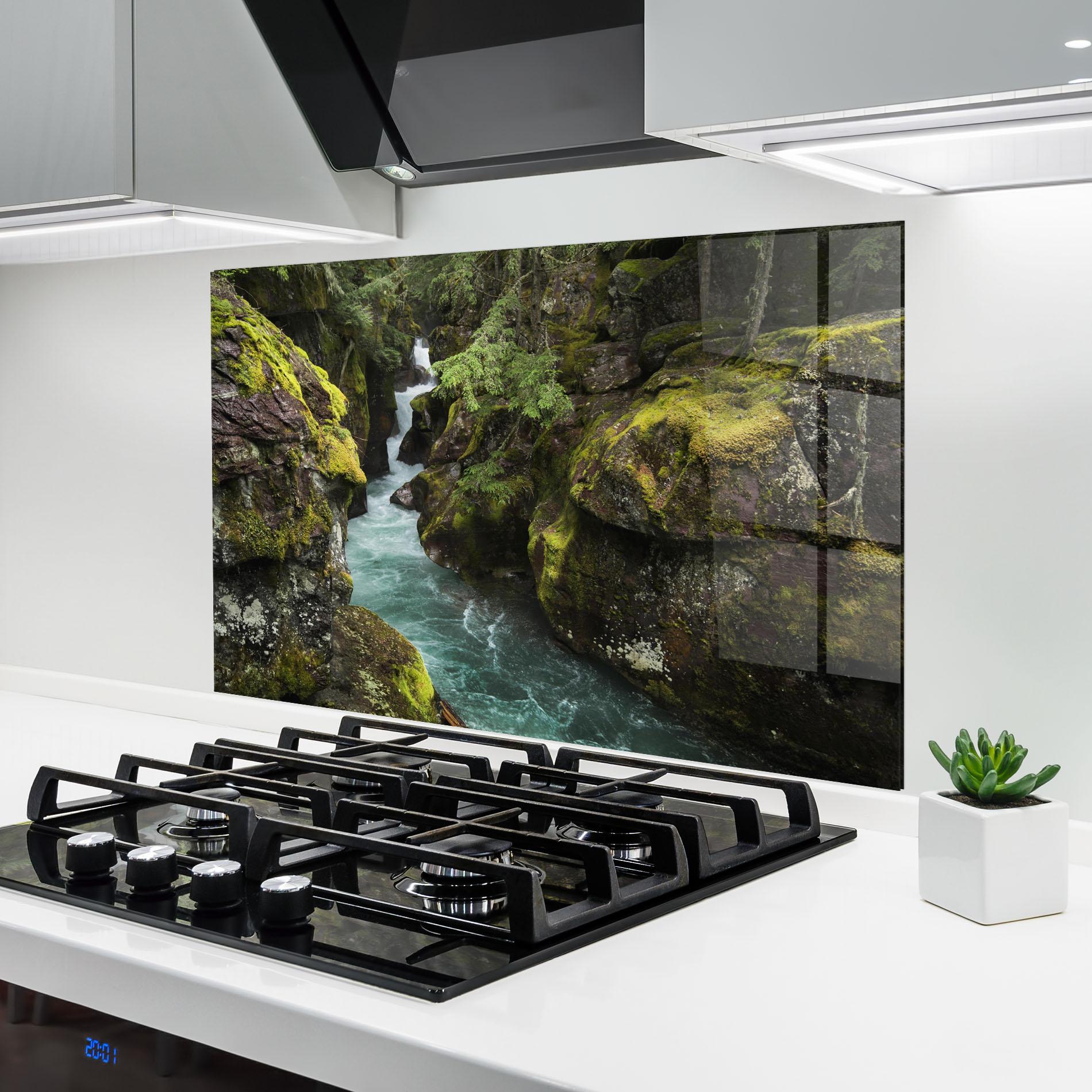 Стъклен панел за кухня Blue Majestic Waterfall mockup 6