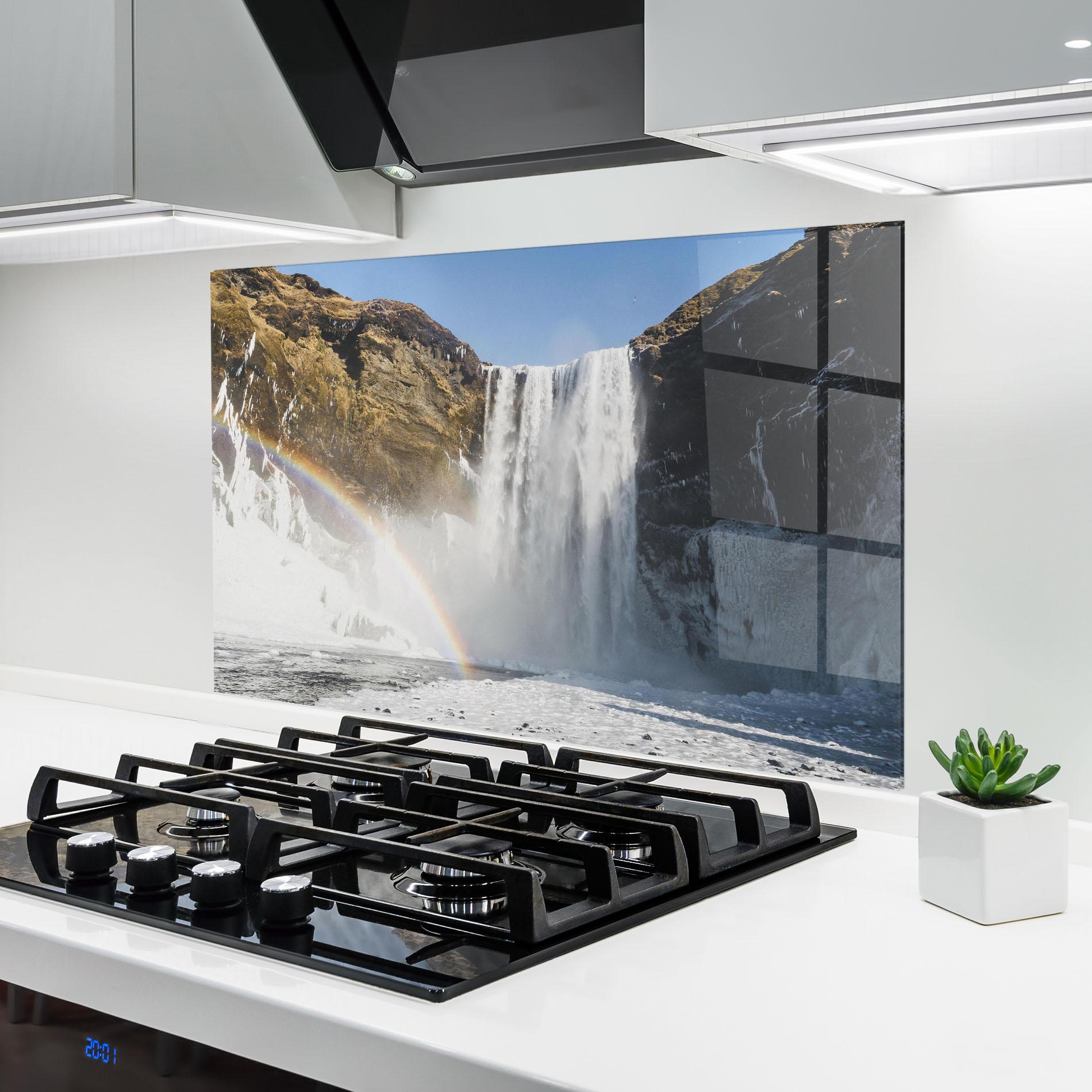 Стъклен панел за кухня Rainbow Waterfall mockup 6